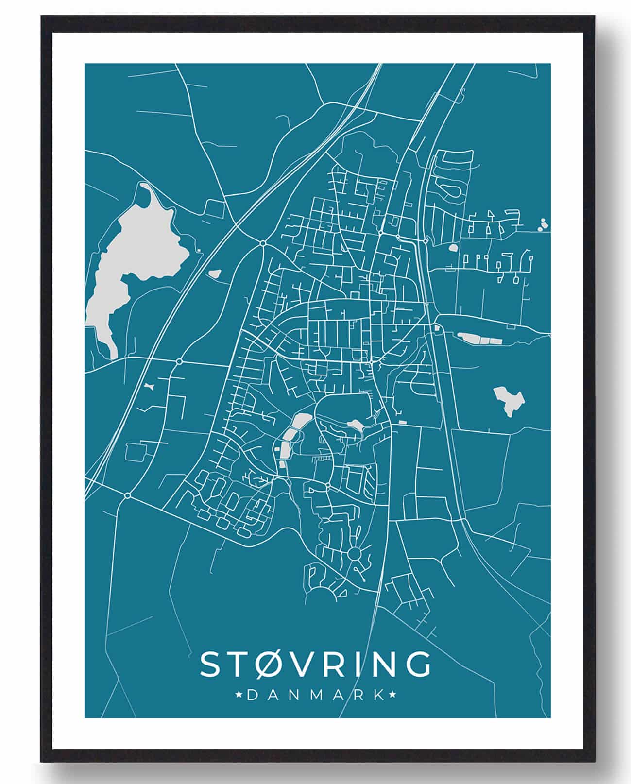 Blå Støvring Plakat - Plakatdyr.dk Plakater