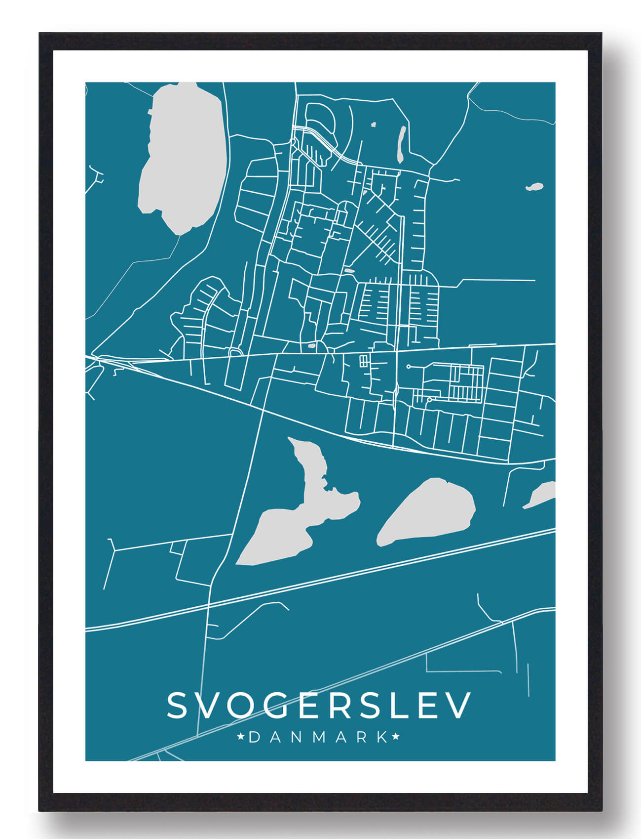 Blå Svogerslev Plakat - Plakatdyr.dk Plakater