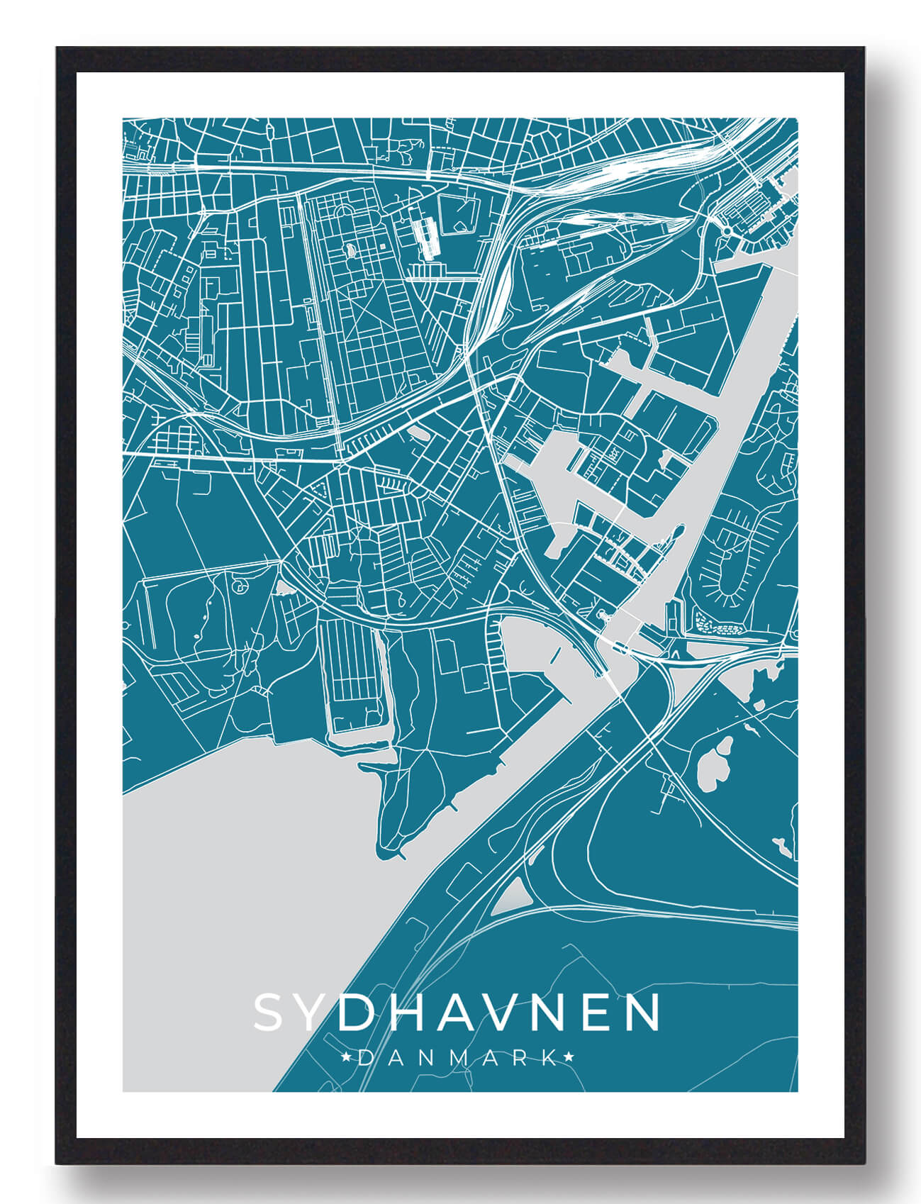 Blå Sydhavnen Plakat - Plakatdyr.dk Plakater