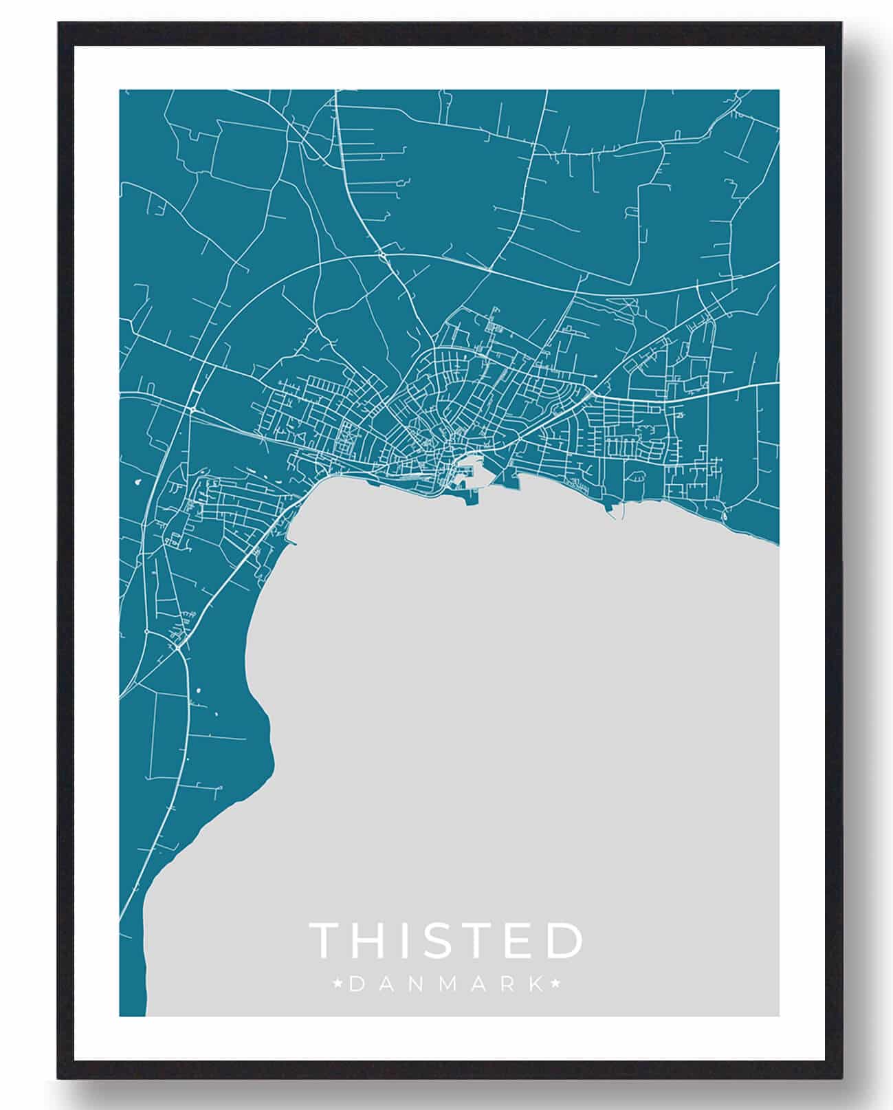 Blå Thisted Plakat - Plakatdyr.dk Plakater