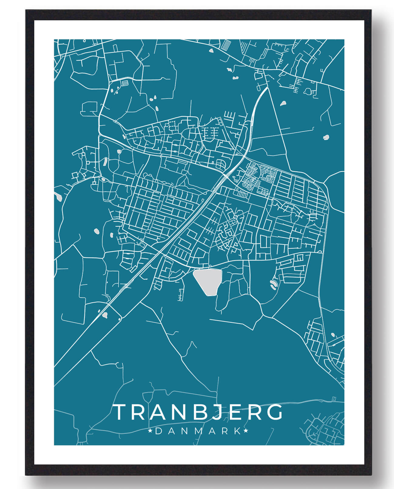 Blå Tranbjerg Plakat - Plakatdyr.dk Plakater
