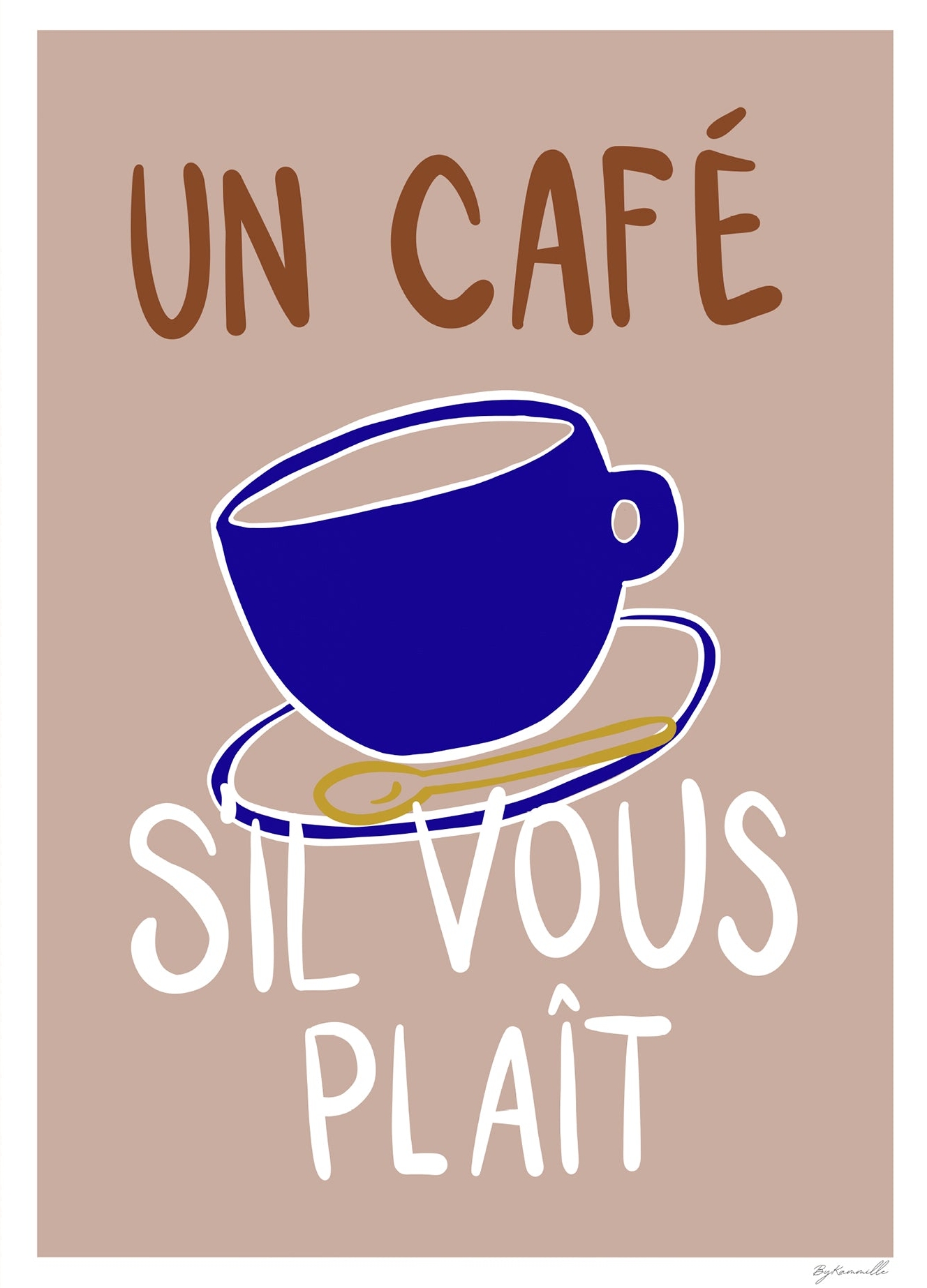 Rosa Caf Vous Plat Bykammille - Bykammille Plakater