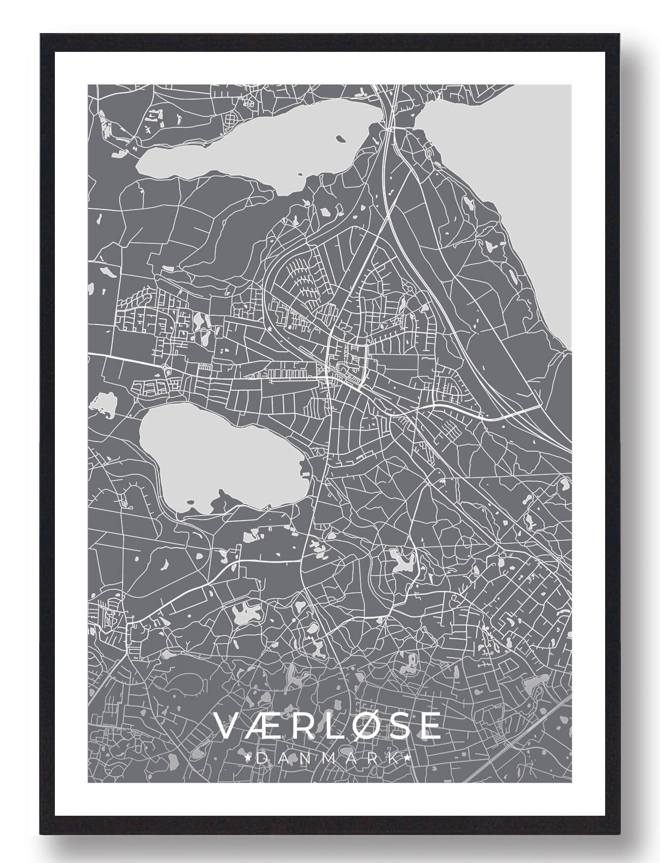Værløse Plakat Grå - Plakatdyr.dk Plakater