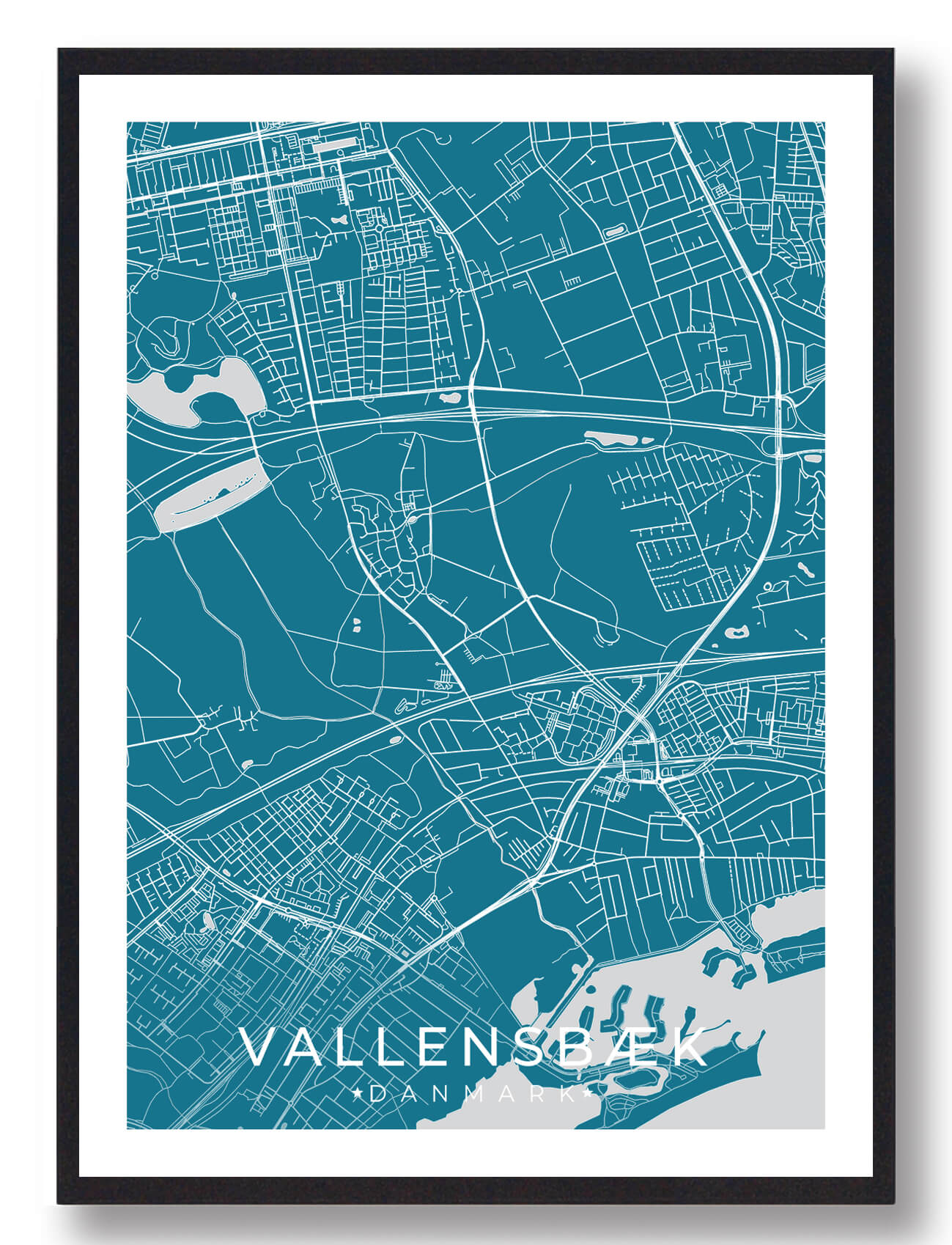 Blå Vallensbæk Plakat - Plakatdyr.dk Plakater