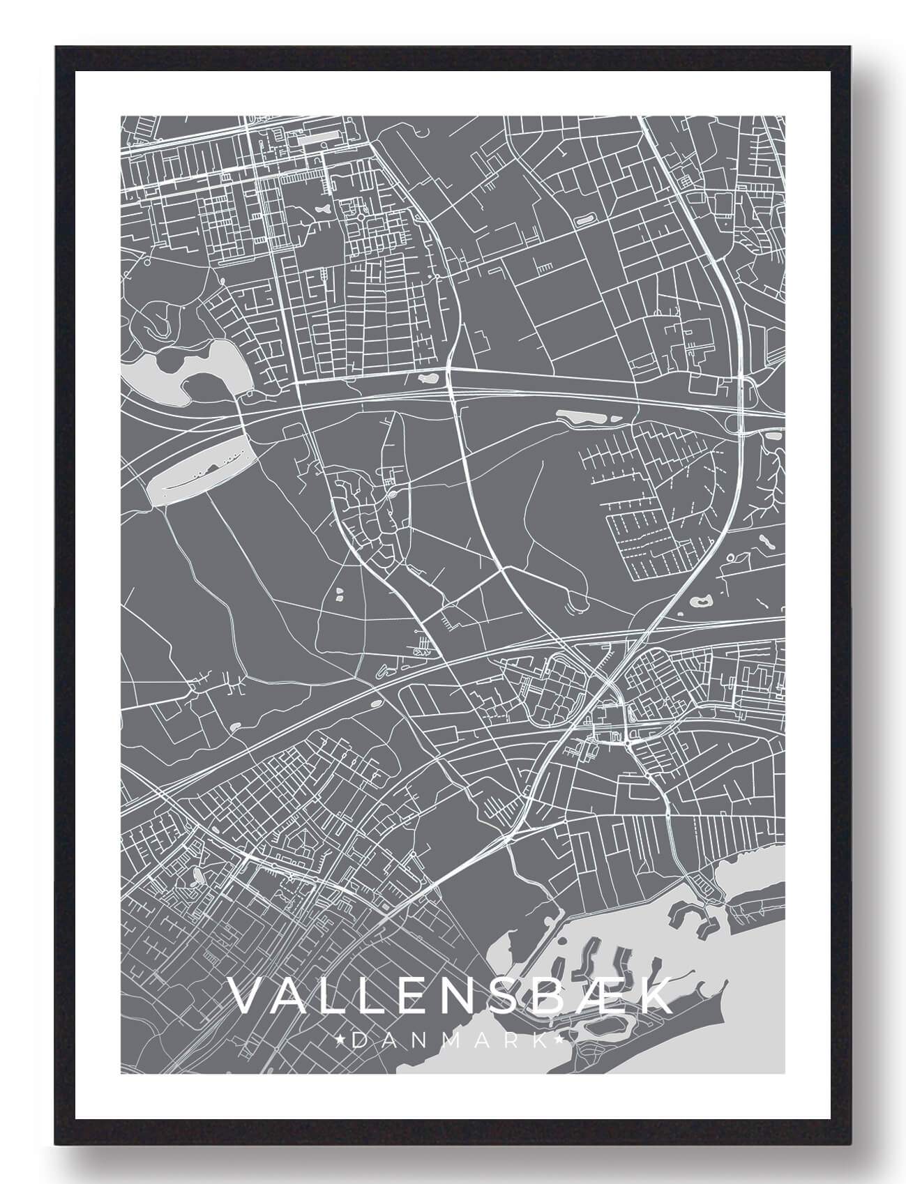 Vallensbæk Plakat Grå - Plakatdyr.dk Plakater
