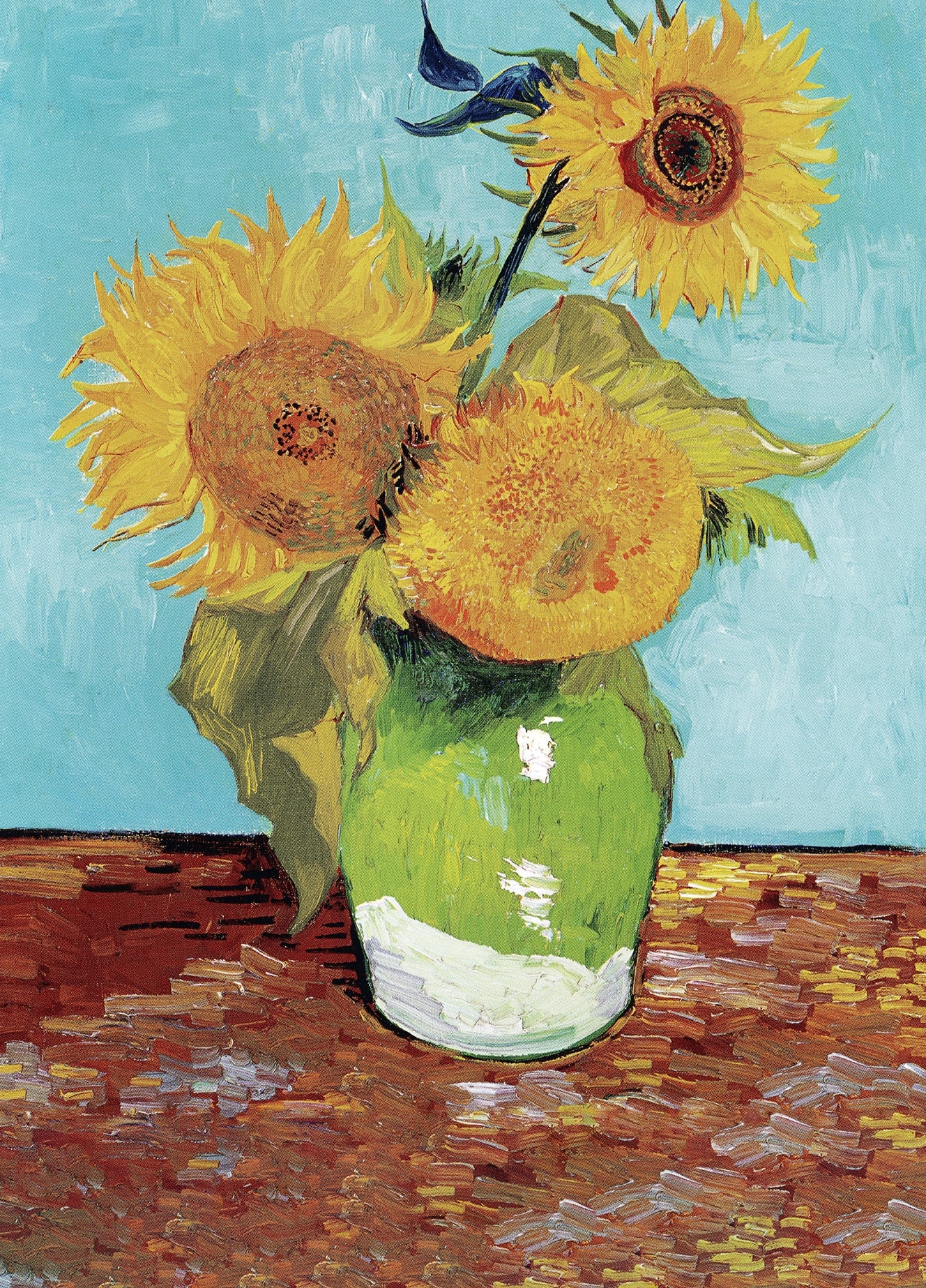 Rosa Vase With Three Sunflowers Vincent Van Gogh - Plakater