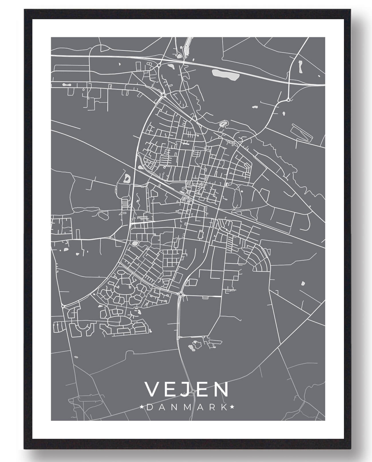 Vejen Plakat Grå - Plakatdyr.dk Plakater