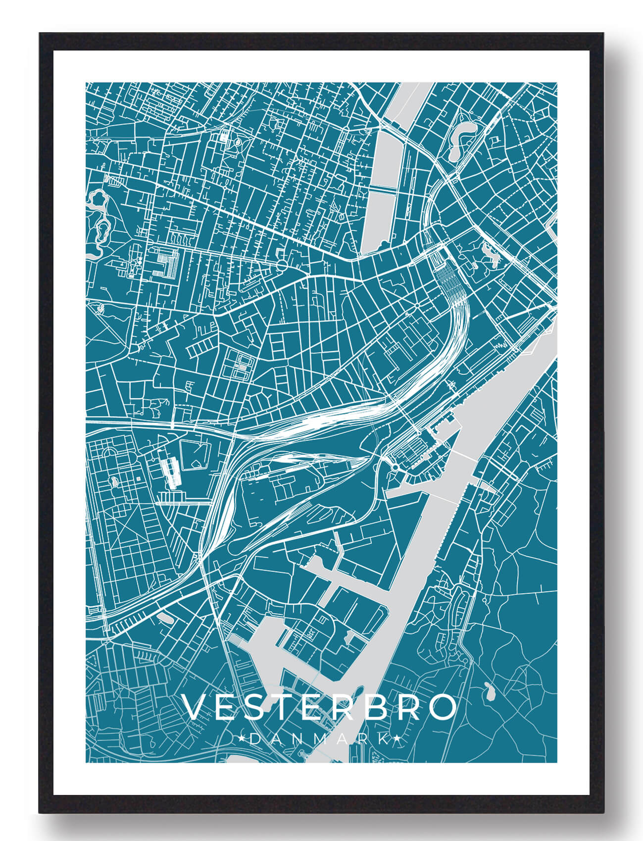 Blå Vesterbro Plakat - Plakatdyr.dk Plakater