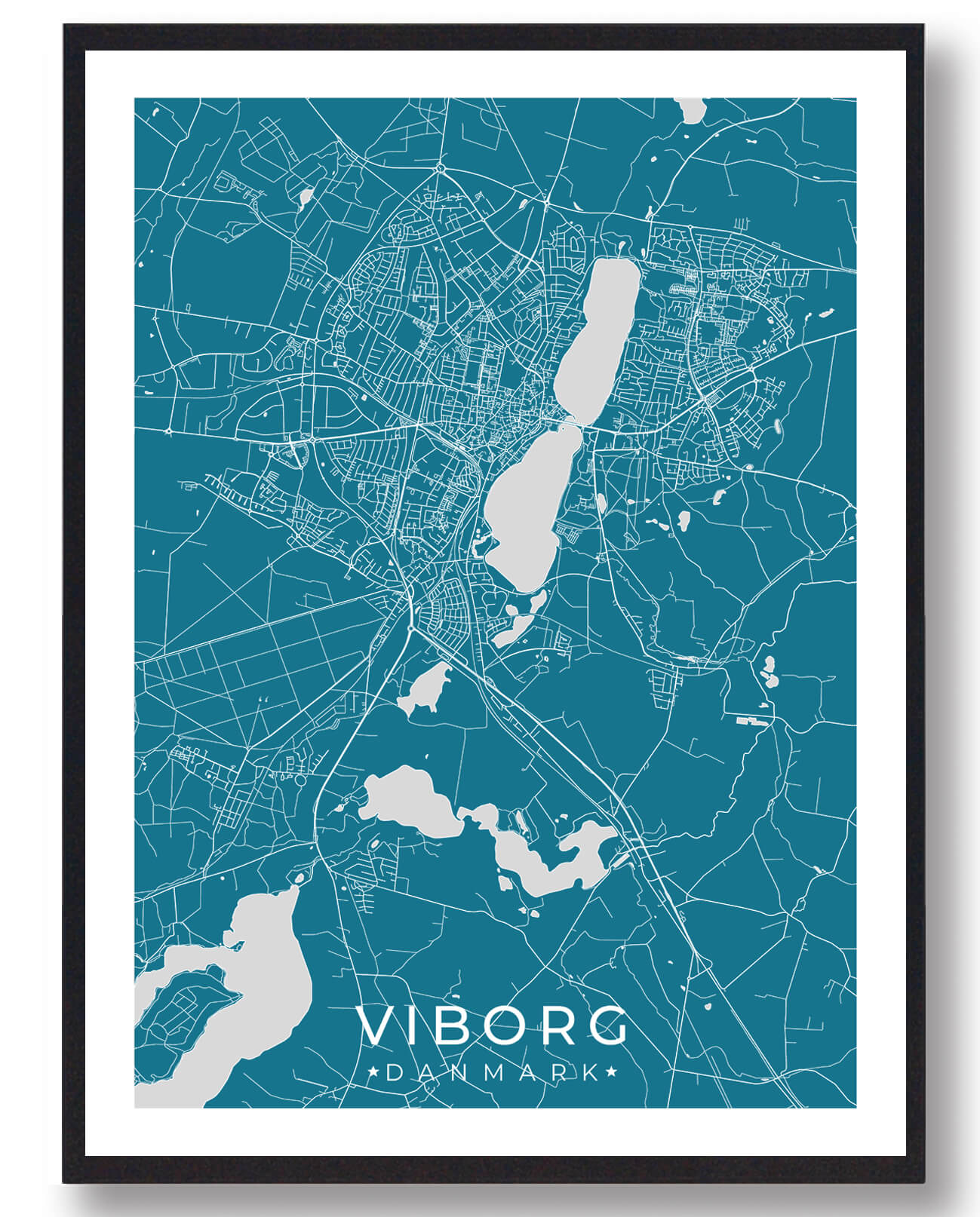 Blå Viborg Plakat - Plakatdyr.dk Plakater