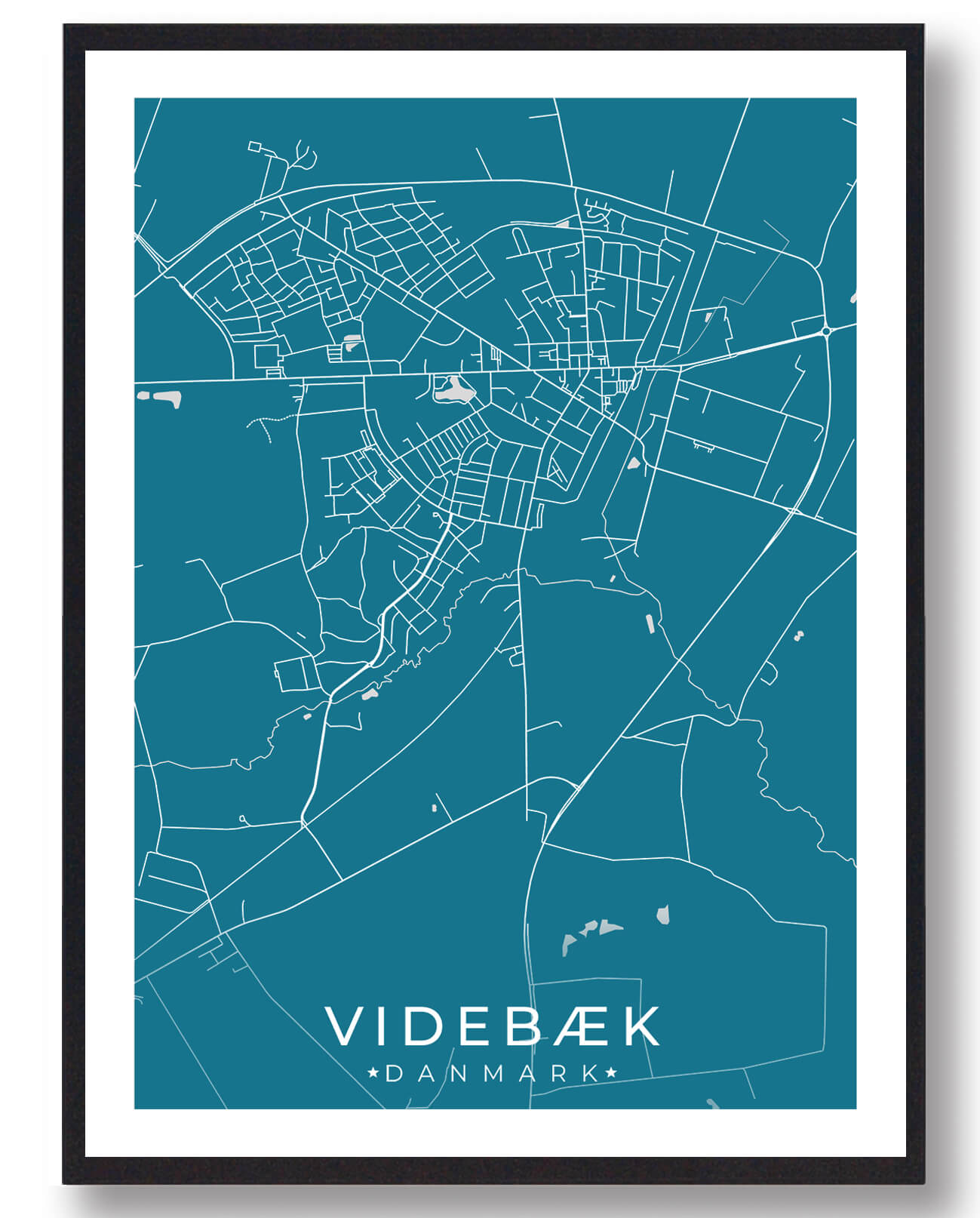Blå Videbæk Plakat - Plakatdyr.dk Plakater