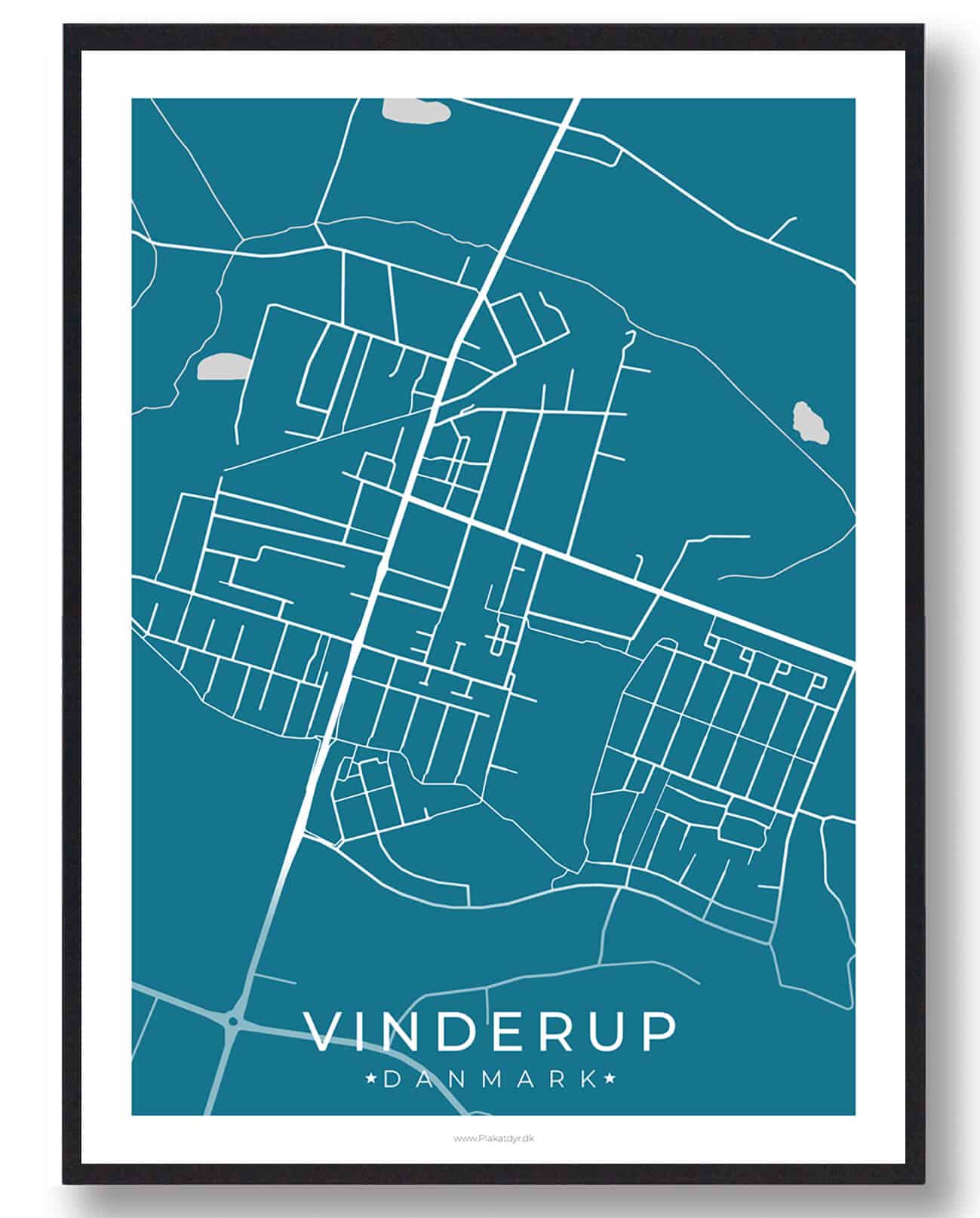 Blå Vinderup Plakat - Plakatdyr.dk Plakater