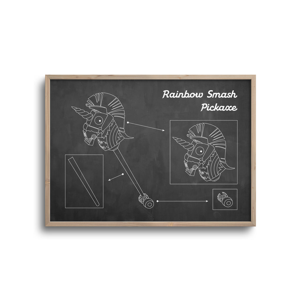 Gamer Blueprint Mørk Baggrund Rainbow Smash Pickaxe - Plakater