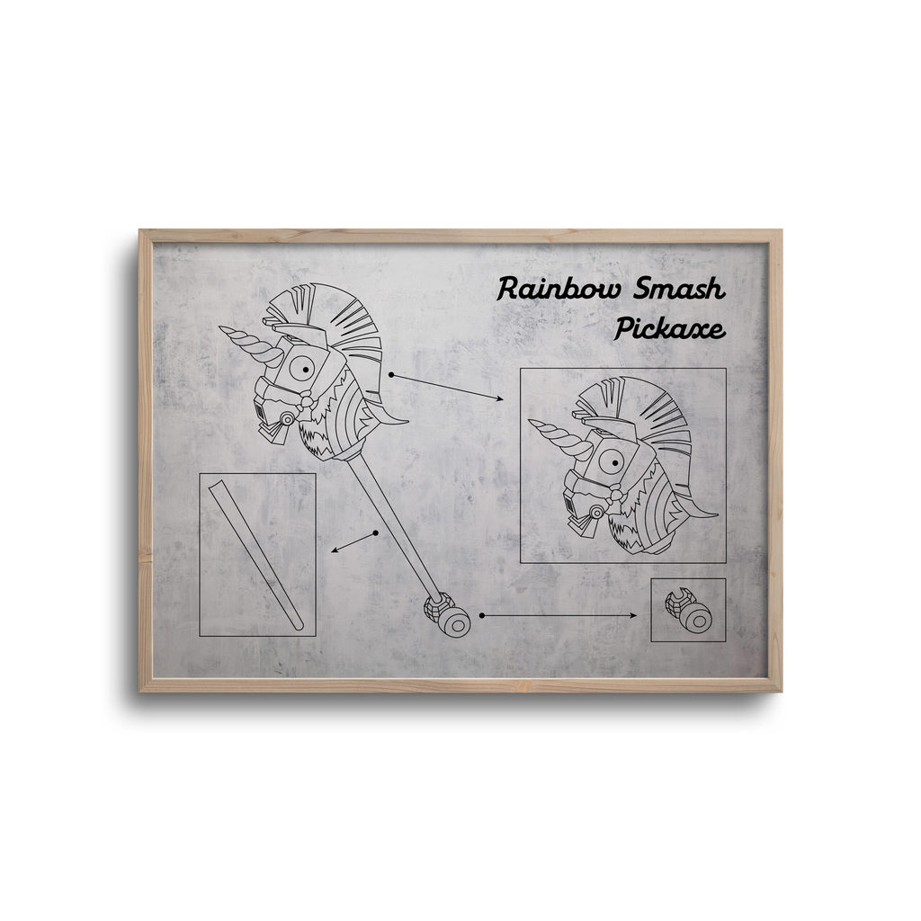 Gamer Blueprint Lys Baggrund Rainbow Smash Pickaxe - Plakater