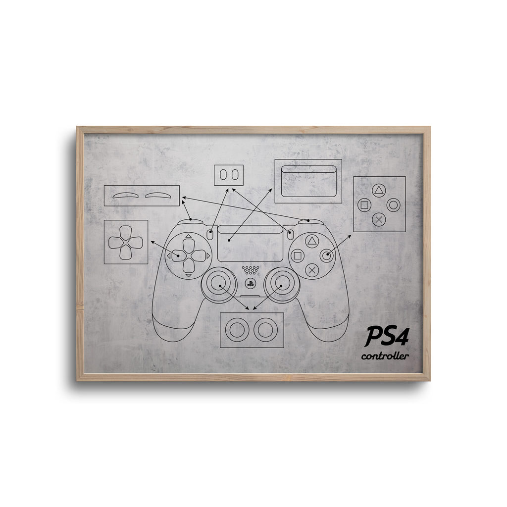 Gamer Blueprint Lys Baggrund Ps4 Controller - Plakater