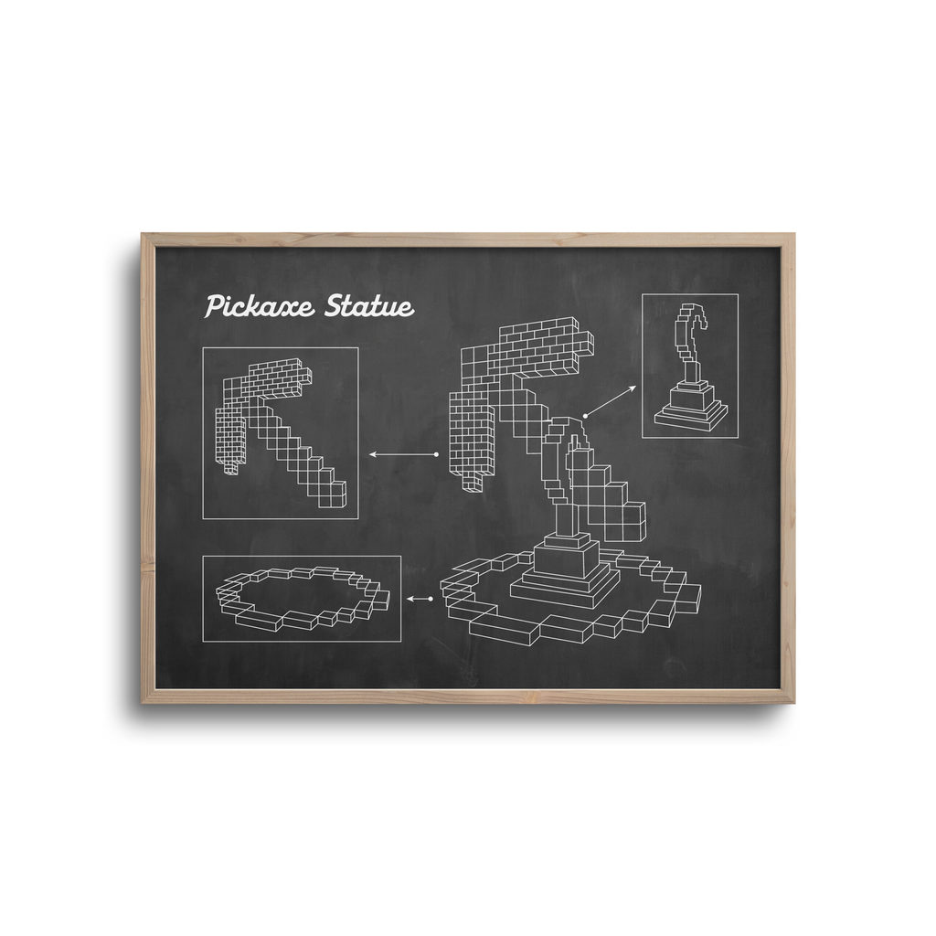 Gamer Blueprint Mørk Baggrund Pickaxe Statue - Plakater