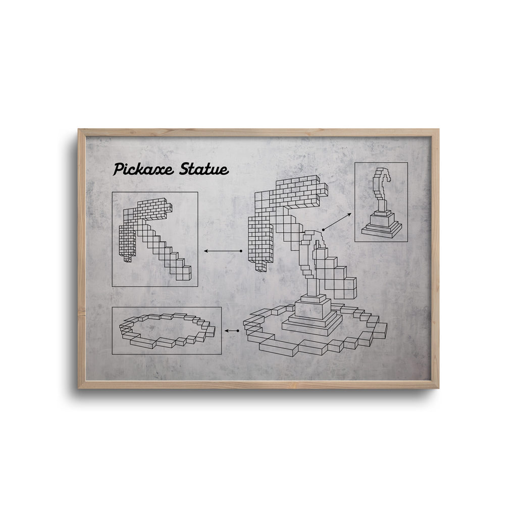 Gamer Blueprint Lys Baggrund Pickaxe Statue - Plakater