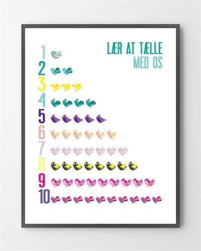 123 Plakat Tæl Med 30x40 - Liseborg.dk Plakater