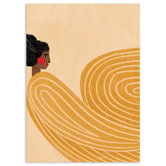 Gul Woman Yellow Stripes 50x70cm Plakat 80088 - Spliid Plakater  - 5744003491834