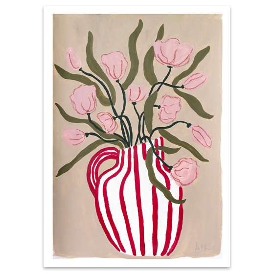 Red Stripe Vase Plakat 50x70cm Camilla Bergqvist - Plakater