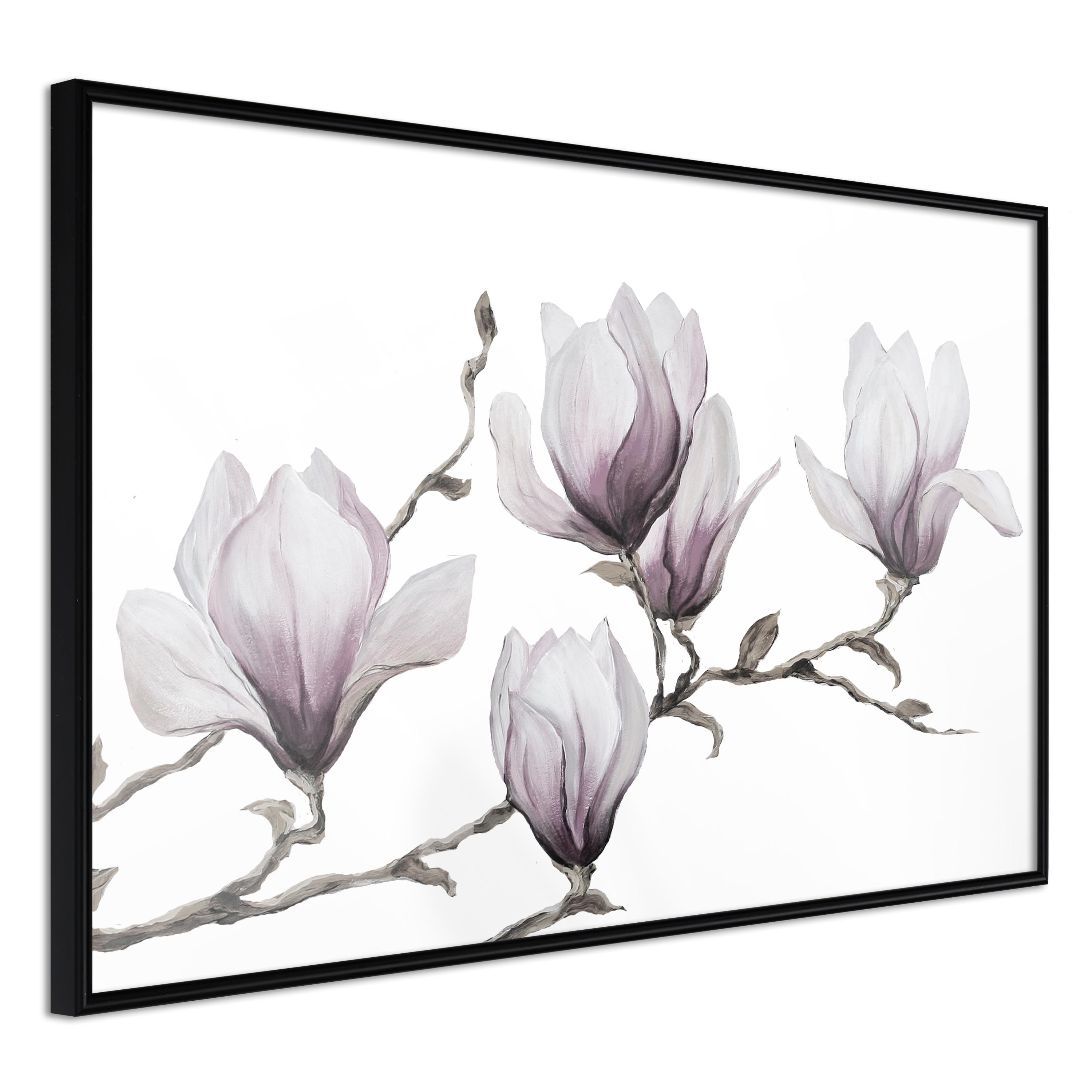 Sort Plakat Painted Magnolias Ramme - Boligcenter Plakater  - 5904480473628