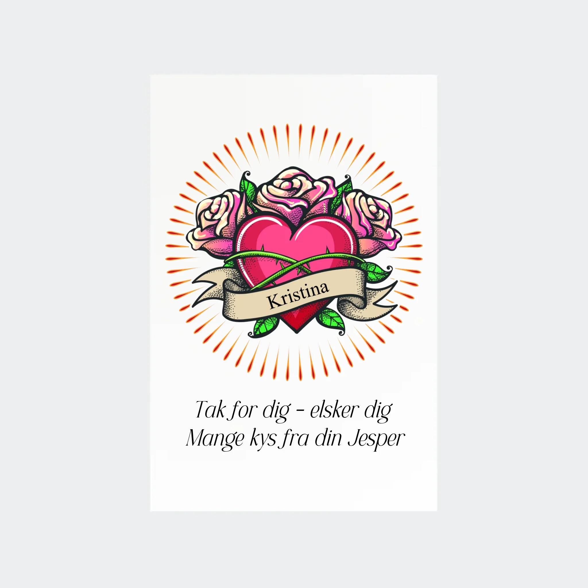 Uden Ramme Plakat Hjerte Med Navn Tekst 10x15 10x15 - Teeinblue Plakater