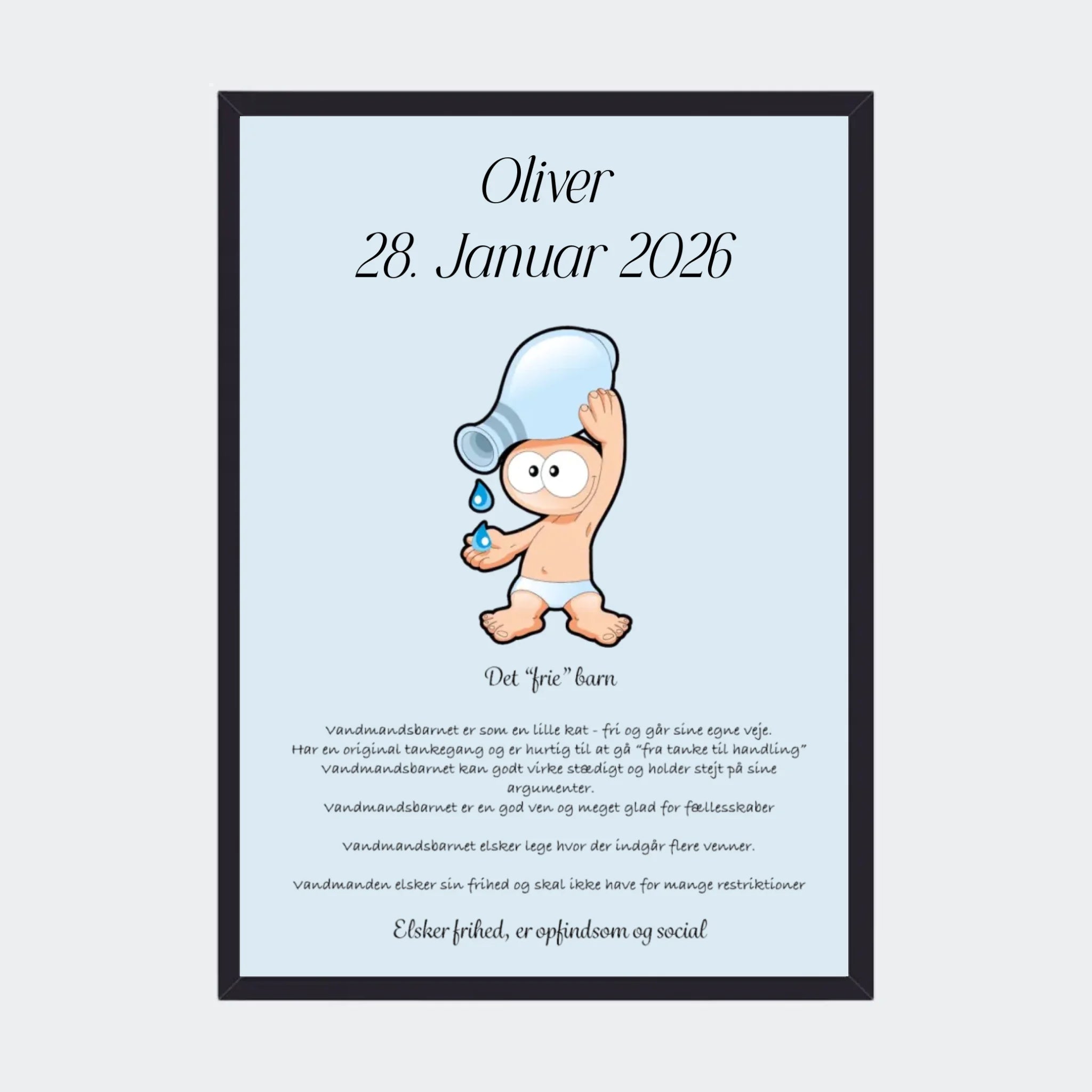 Sort Plakat Med Stjernetegn Vandmanden Plakater 10x15 - Teeinblue Plakater