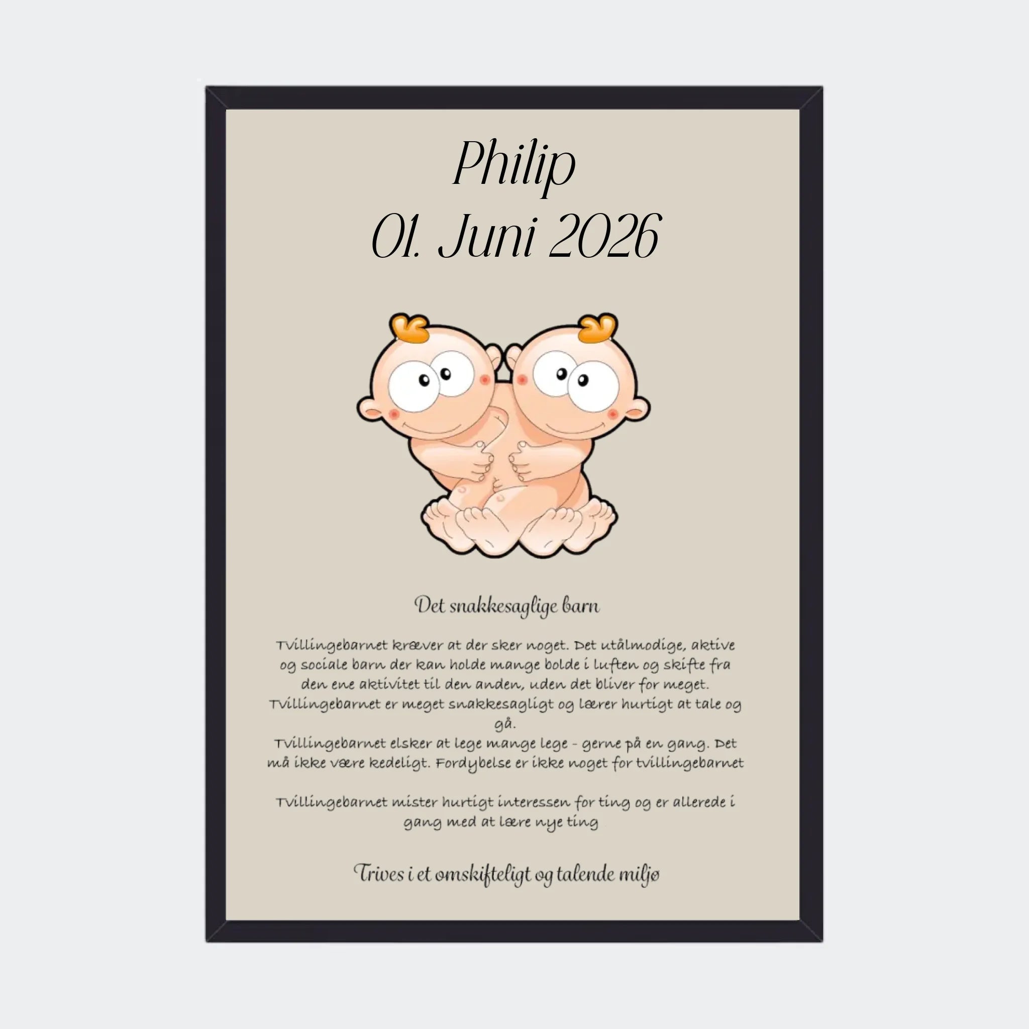 Sort Plakat Med Stjernetegn Tvillingen Plakater 10x15 - Teeinblue Plakater