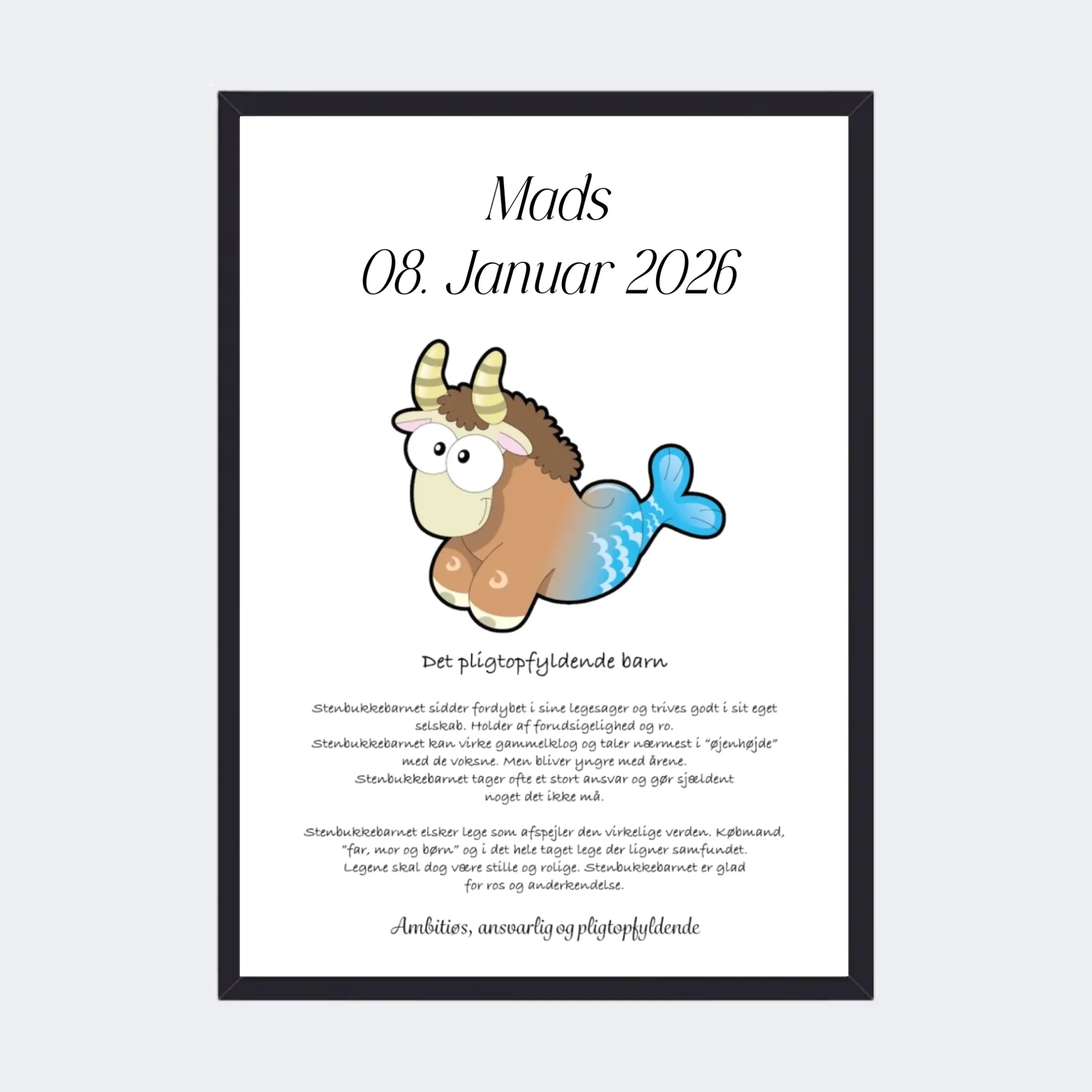 Sort Plakat Med Stjernetegn Stenbukken Plakater 10x15 - Teeinblue Plakater