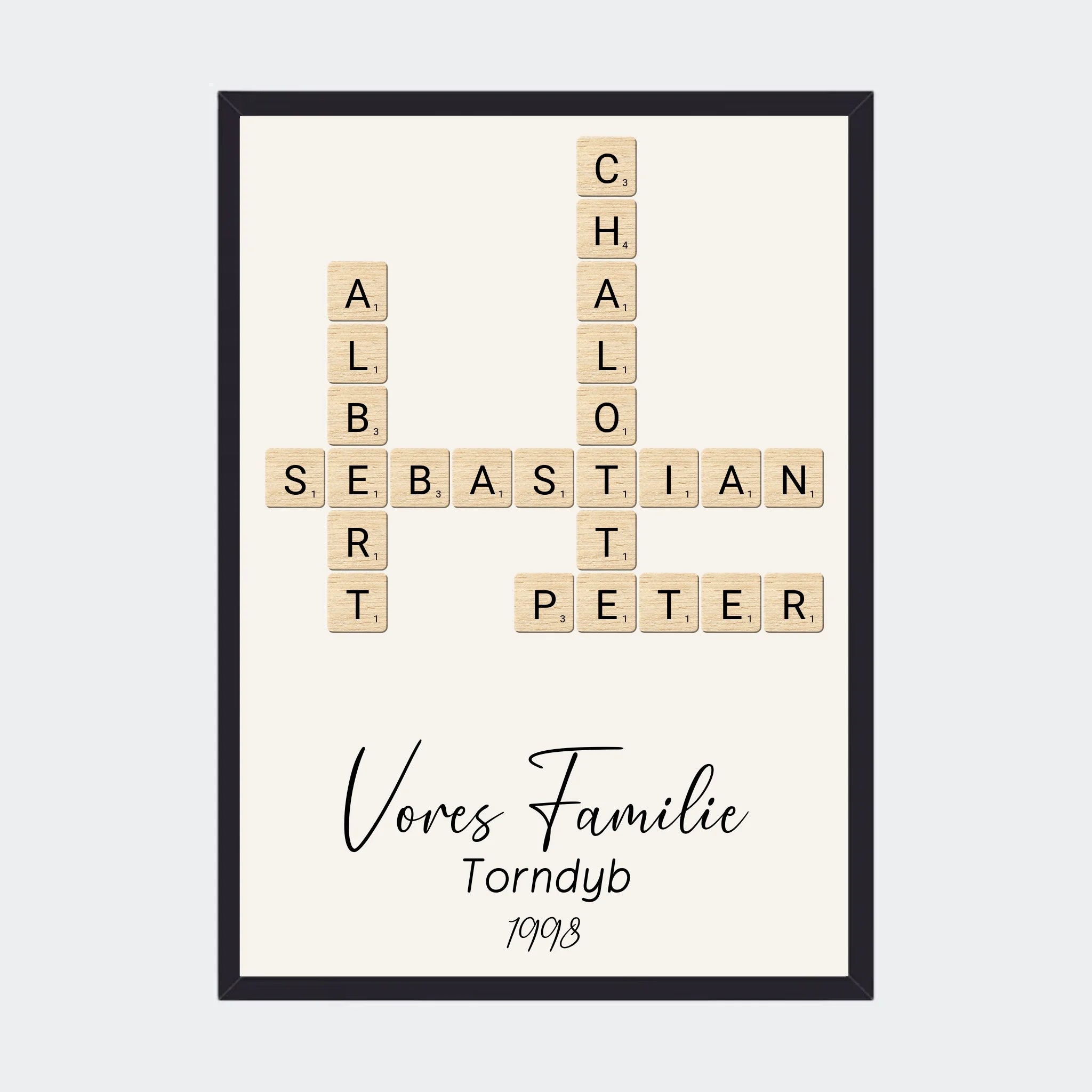 Sort Scrabble Plakat Plakater 10x15 - Teeinblue Plakater