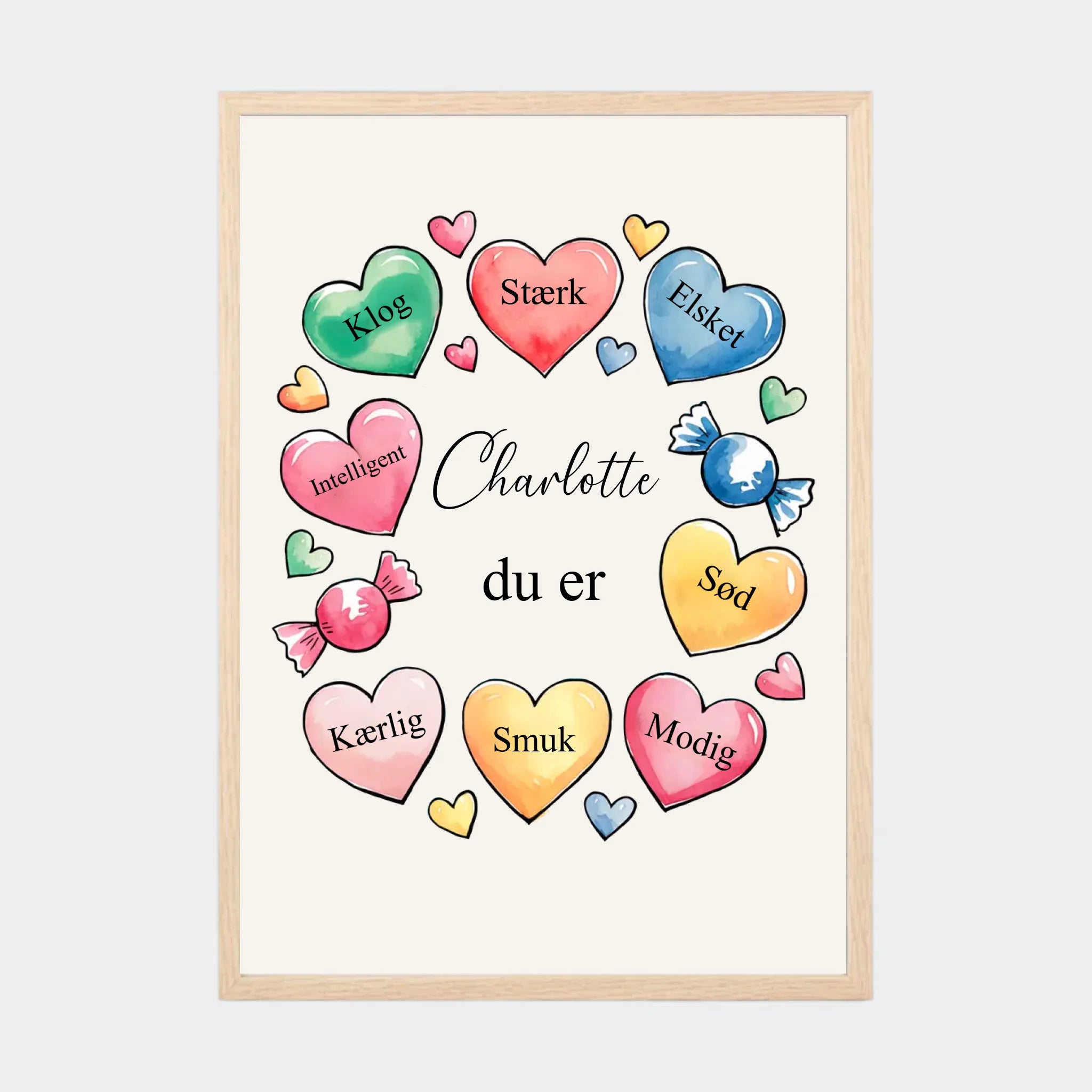 Natur Eg Plakat Hjerter Med Søde Ord Plakater Natur 10x15 - Teeinblue Plakater