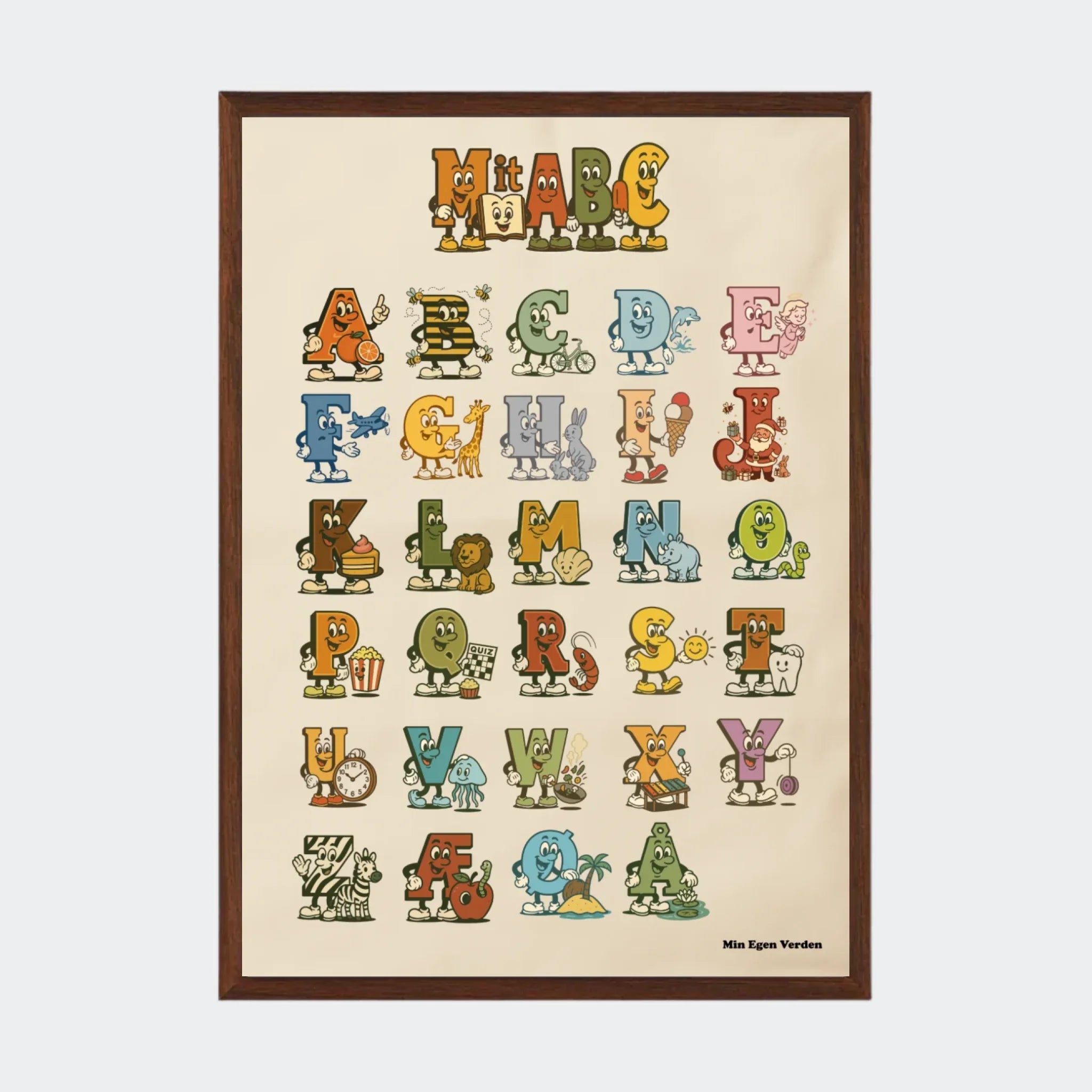 Mørk Eg Plakat Mit Abc Med Forskellige Motiver Plakater Mørk 10x15 - Teeinblue Plakater