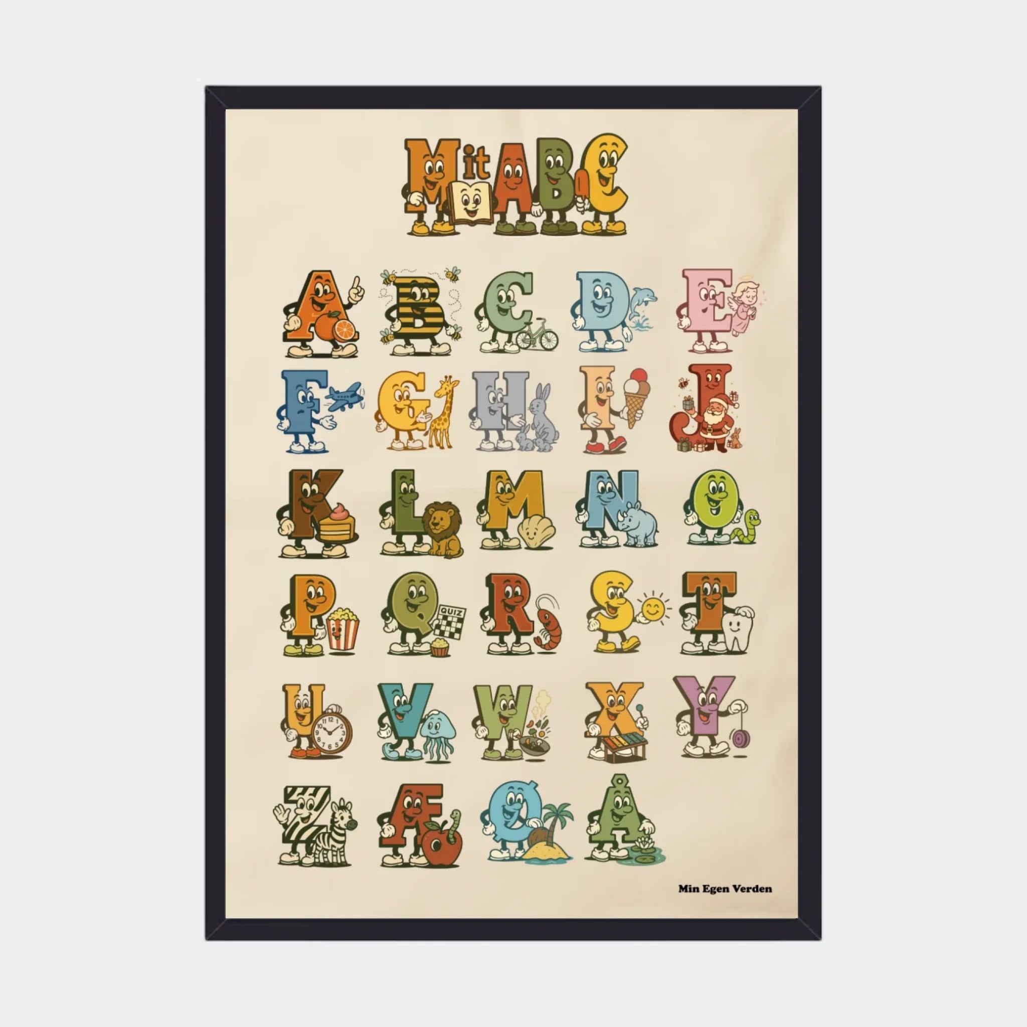 Sort Plakat Mit Abc Med Forskellige Motiver Plakater 10x15 - Teeinblue Plakater