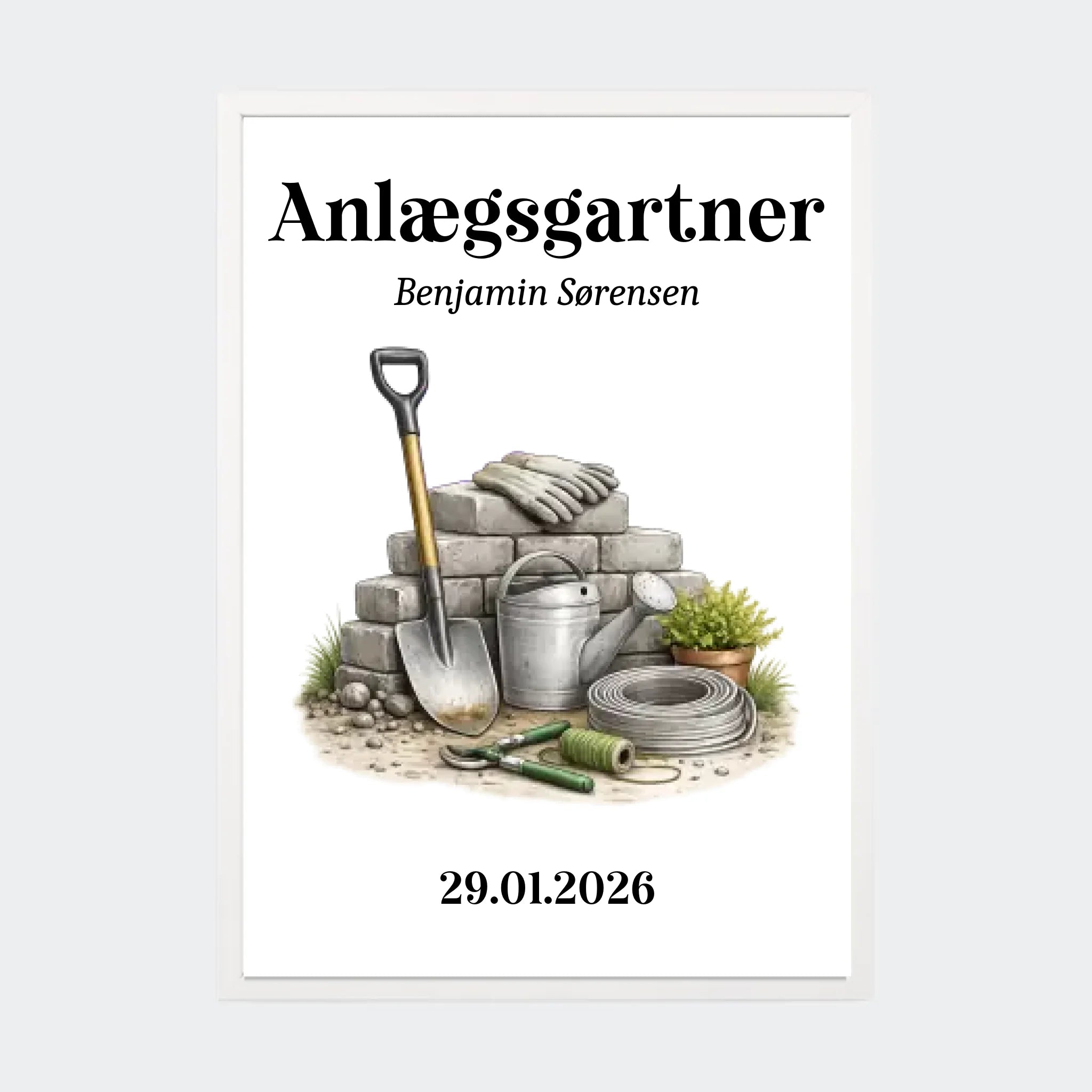Hvid Plakat Udlært Anlægsgartner Plakater 10x15 - Teeinblue Plakater