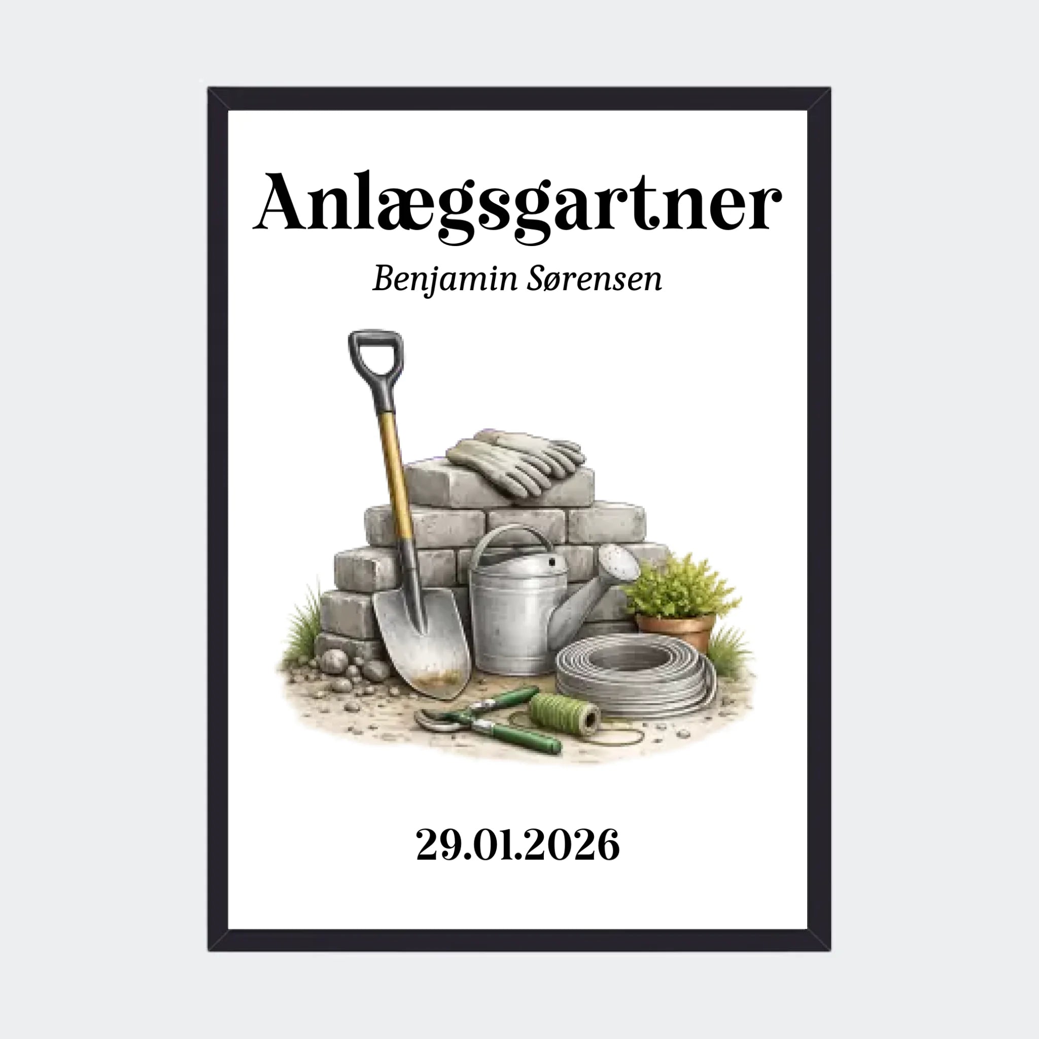 Sort Plakat Udlært Anlægsgartner Plakater 10x15 - Teeinblue Plakater