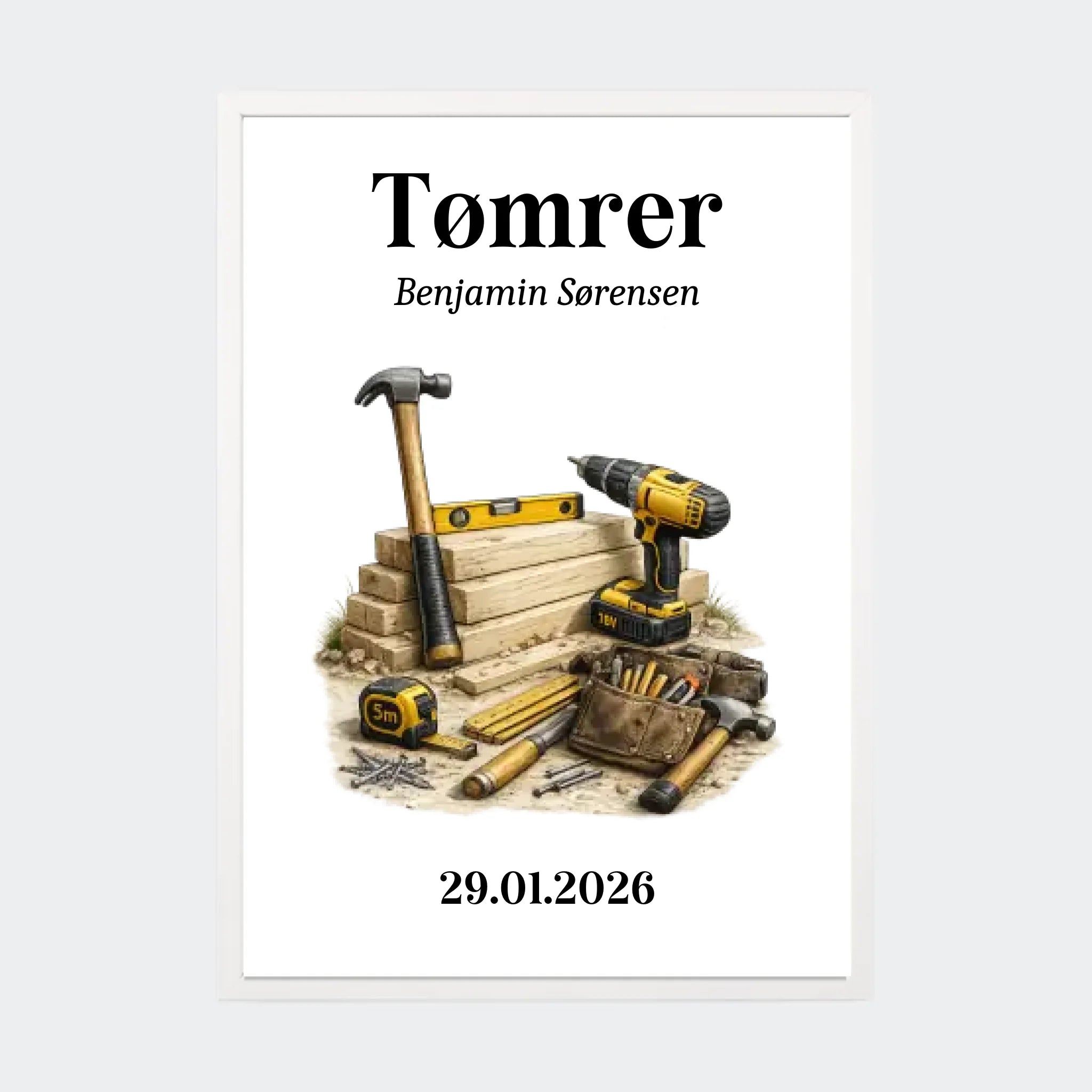 Hvid Plakat Udlært Tømrer Plakater 10x15 - Teeinblue Plakater