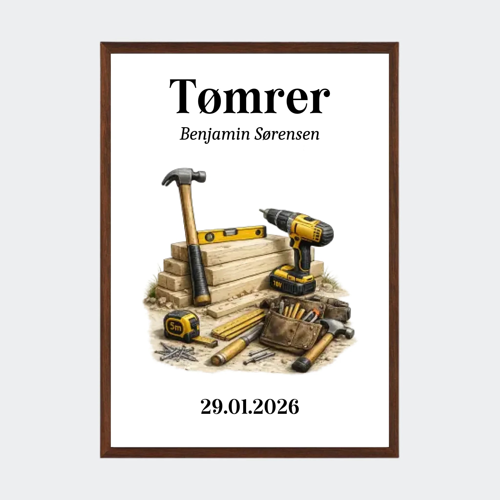 Mørk Eg Plakat Udlært Tømrer Plakater Mørk 10x15 - Teeinblue Plakater
