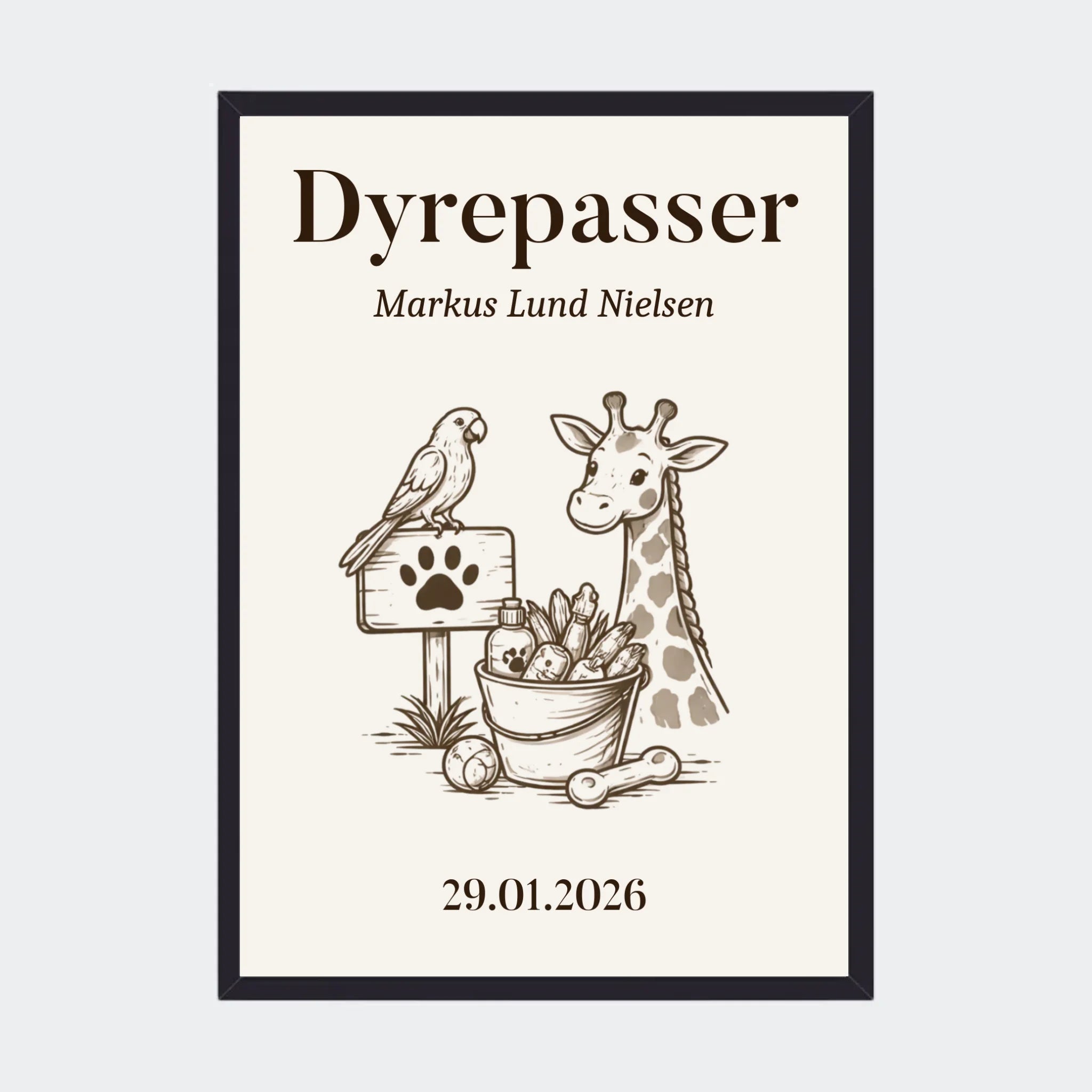 Sort Plakat Dyrepasser Uddannelse Plakater 10x15 - Min Egen Verden Plakater