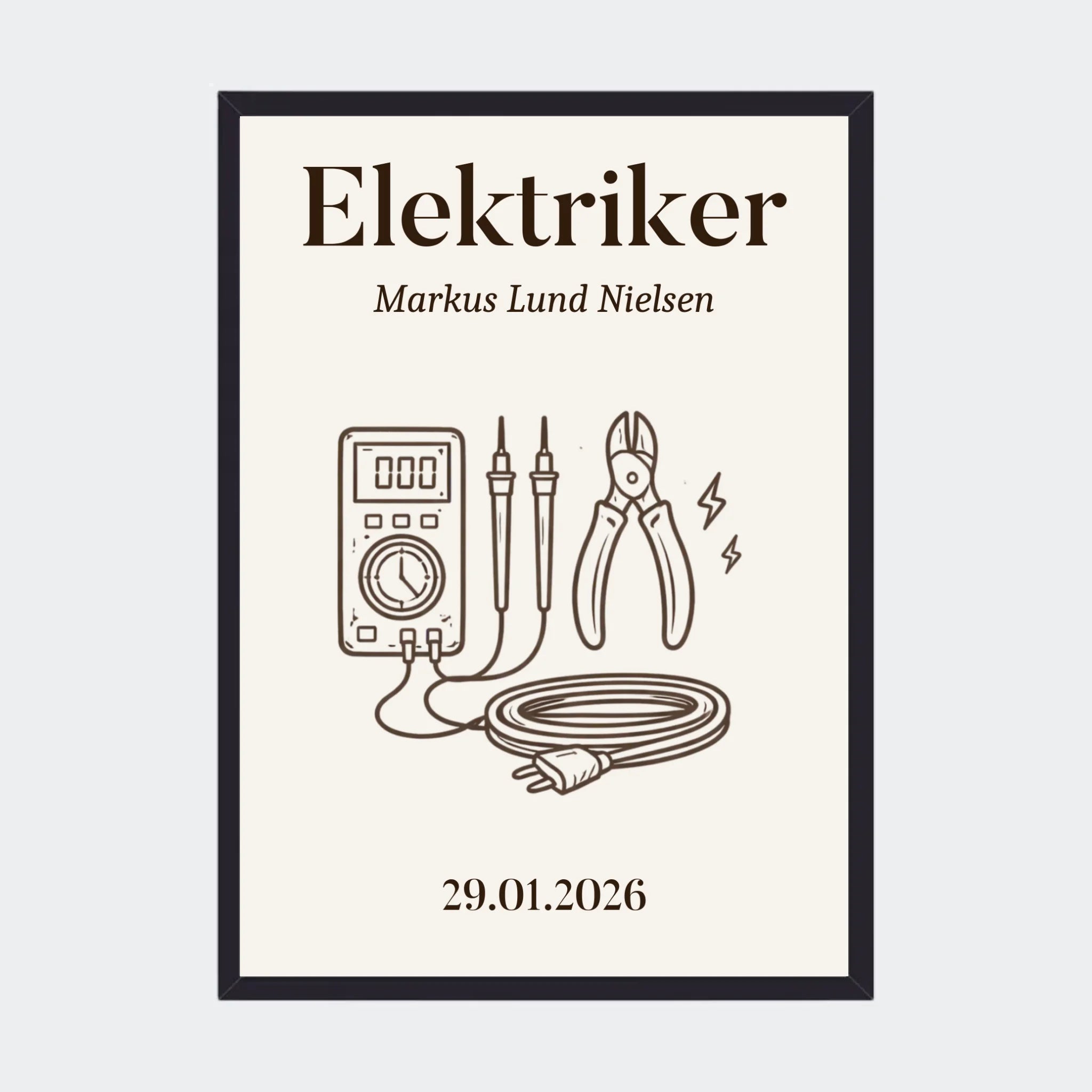 Sort Plakat Elektriker Uddannelse Plakater 10x15 - Teeinblue Plakater