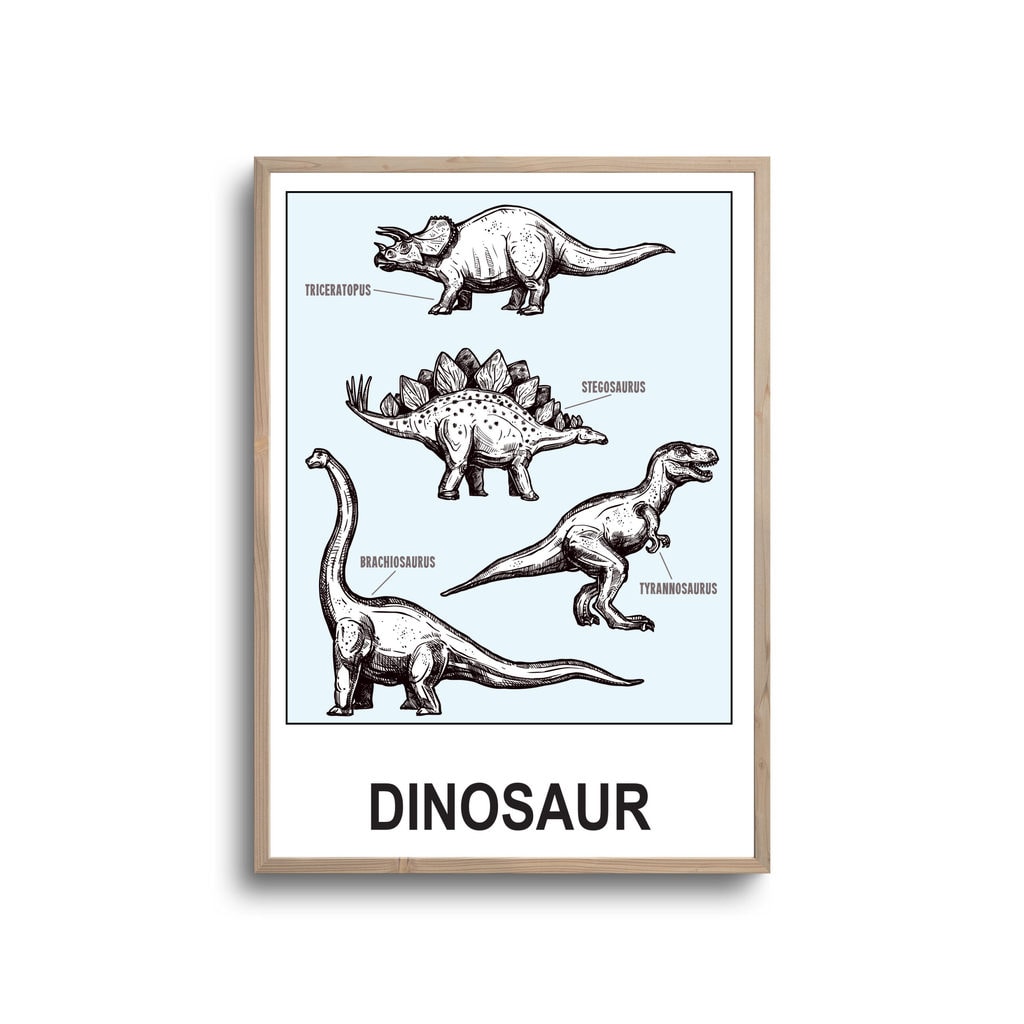 Lyseblå Dinosaurer Samling Plakat - Plakater