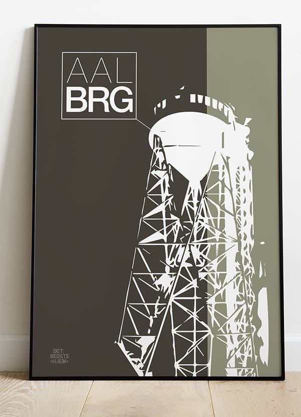Aalborg Plakat Med Aalborg Tårnet Tofarvet 199 - Det Bedste Hjem Plakater