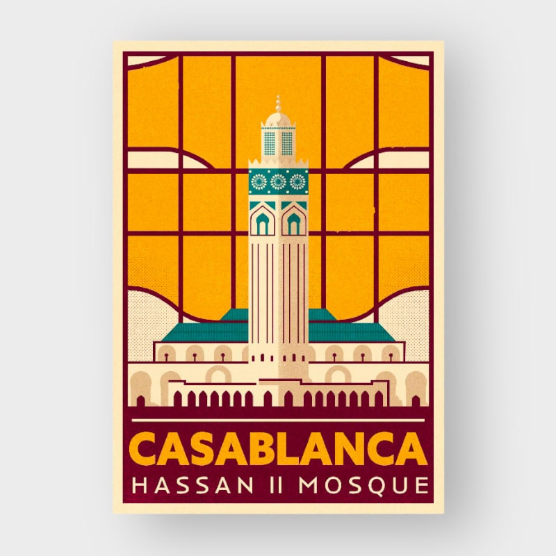 Marokkansk Plakat Hassan Mosque 30x40 - Tibladin Plakater