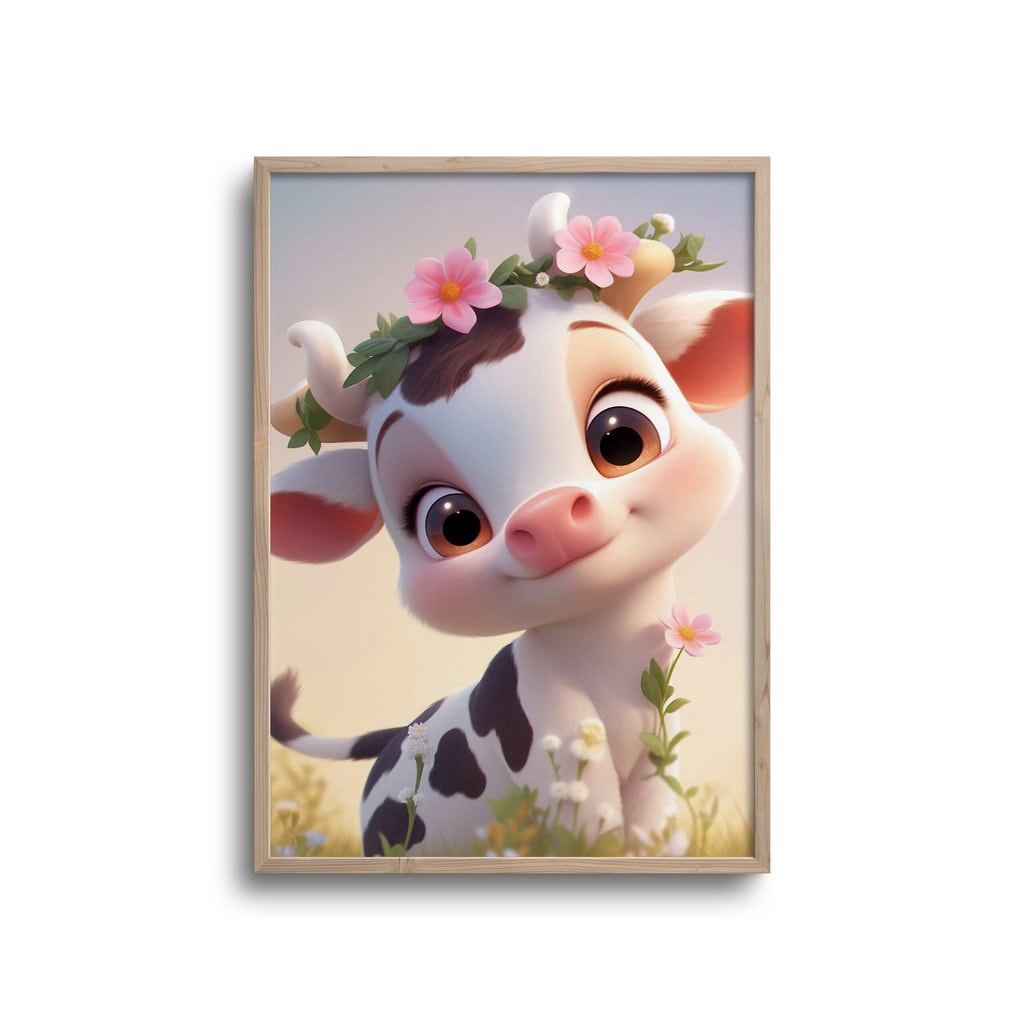 Cute Baby Med Blomsterkrans Plakat - Plakater