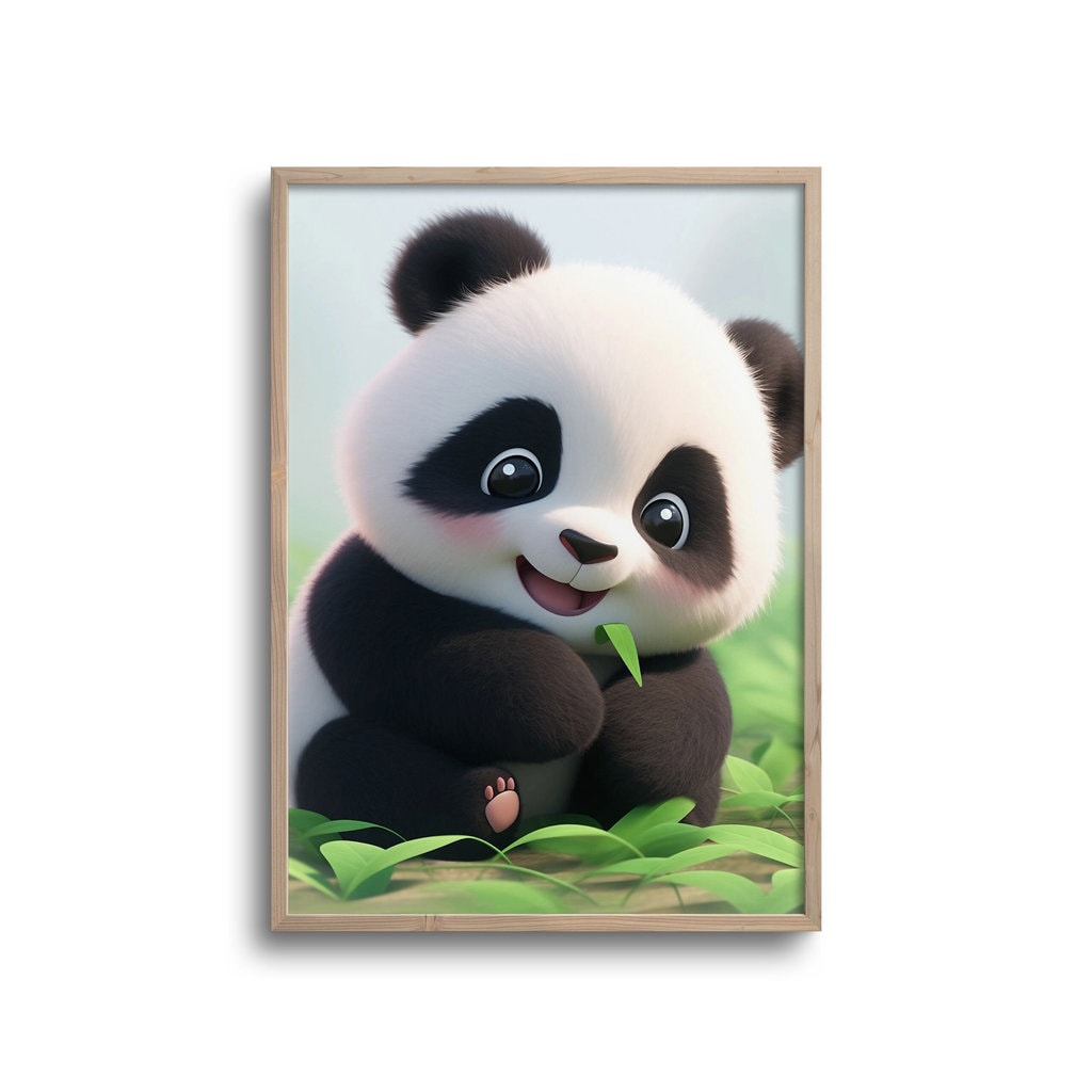 Grøn Cute Panda Ne Blade Plakat - Plakater
