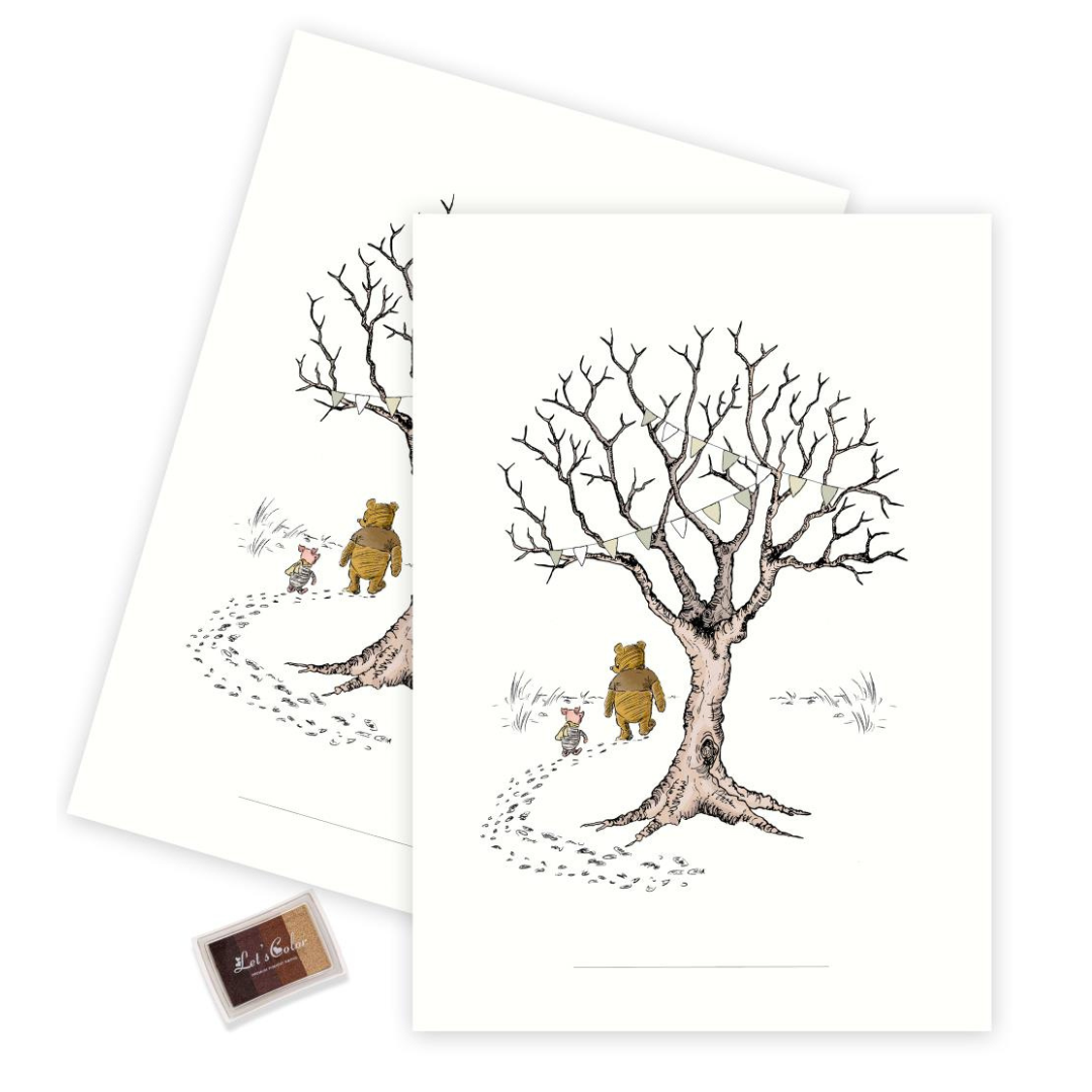 Fingeraftryks Plakat Livets Træ Med Peter Plys Brun - Mouse & Pen Plakater