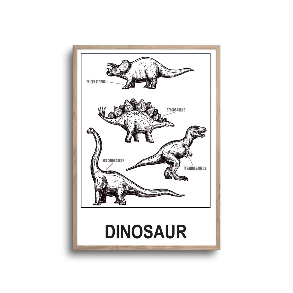 Hvid Dinosaurer Samling Plakat - Plakater