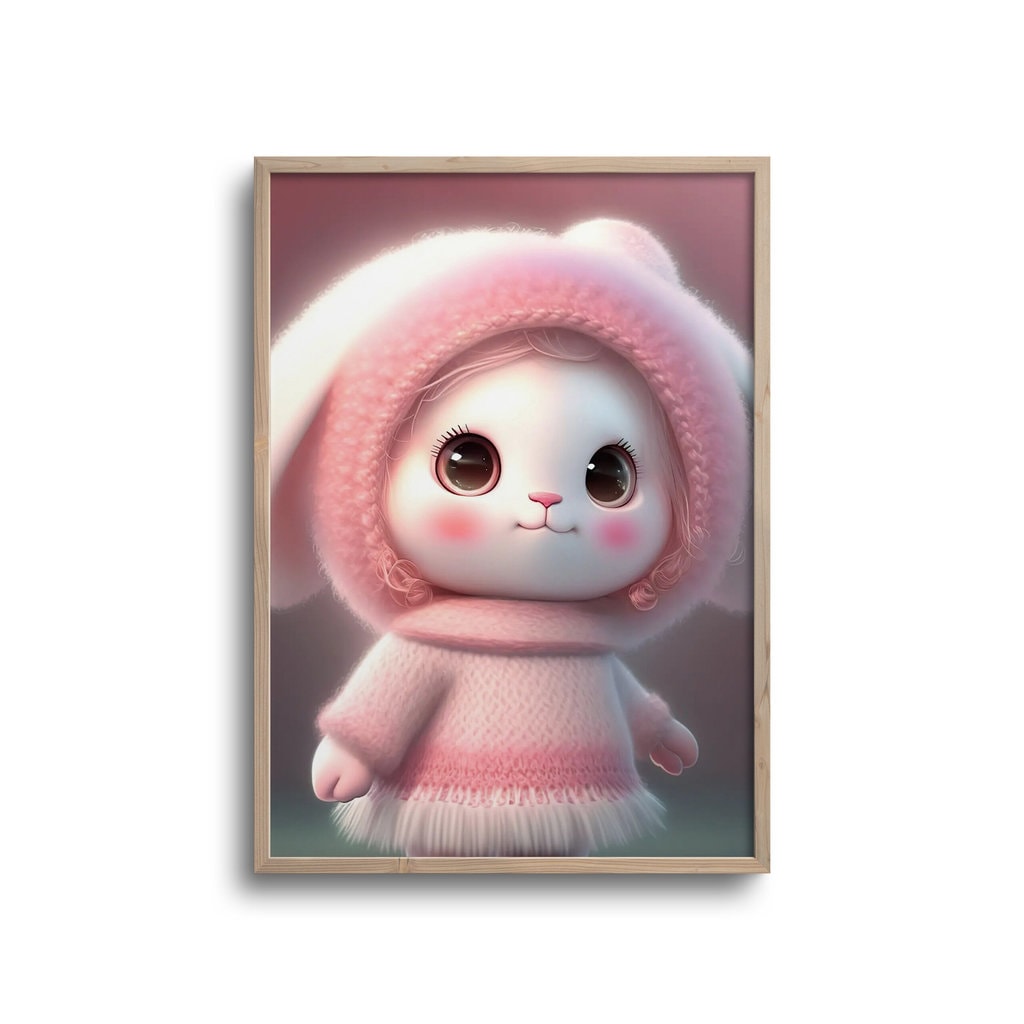 Cute Kanin Med Lyserødt Tøj Plakat - Plakater