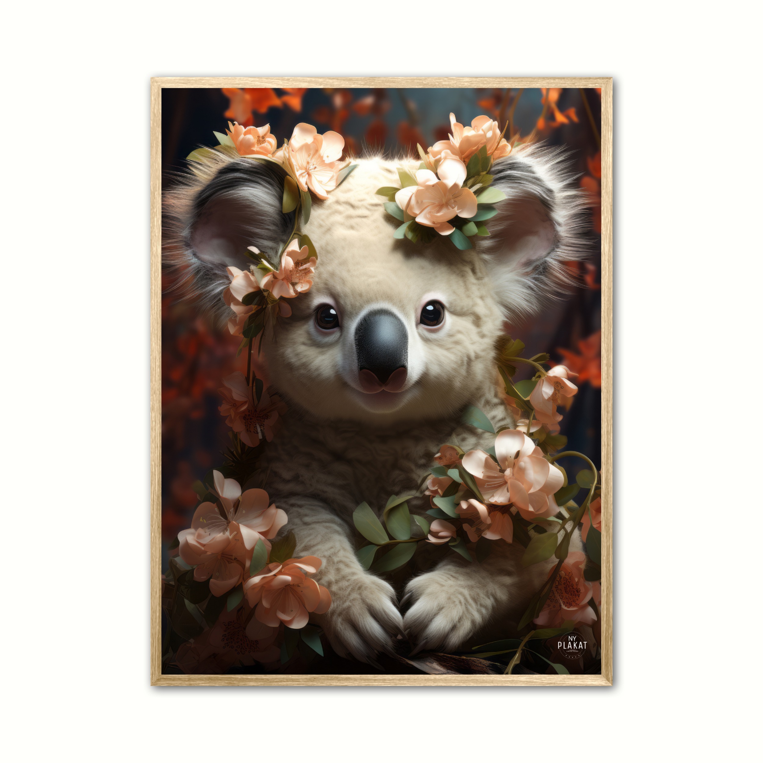 Plakat Med Floral Koalafantasia Dyr - Ny Plakat Plakater