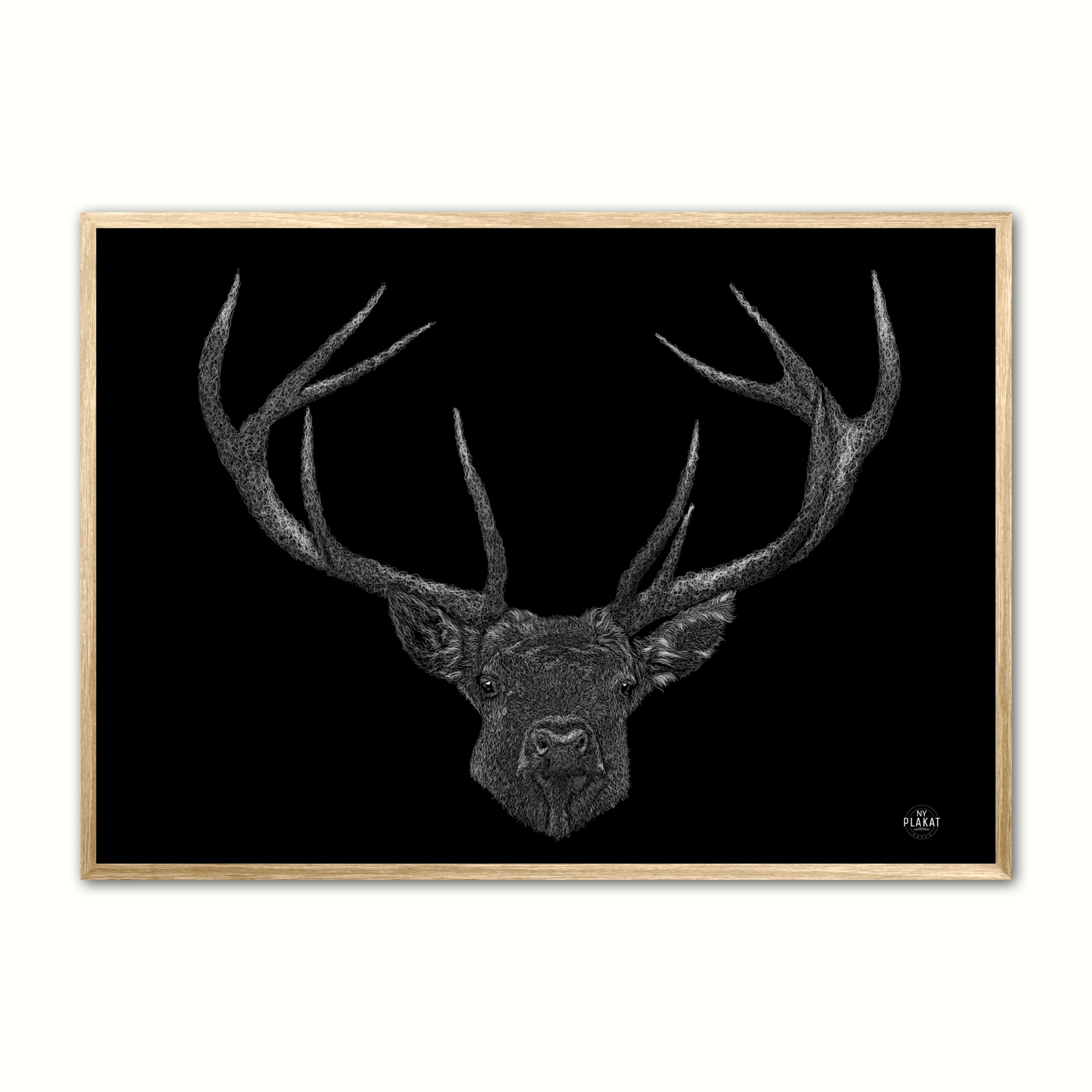Kronhjort Scribble Plakat - Ny Plakat Plakater