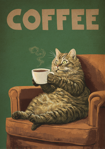 Kaffe Plakat 118 Kat Kaffe Komisk Hygge - Plakat Portalen Plakater