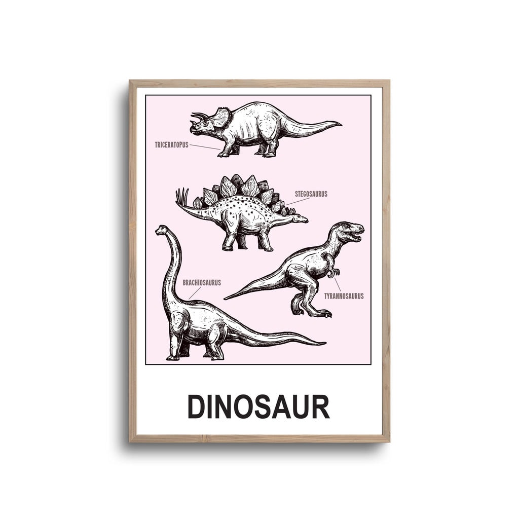 Lyserød Dinosaurer Samling Plakat - Plakater